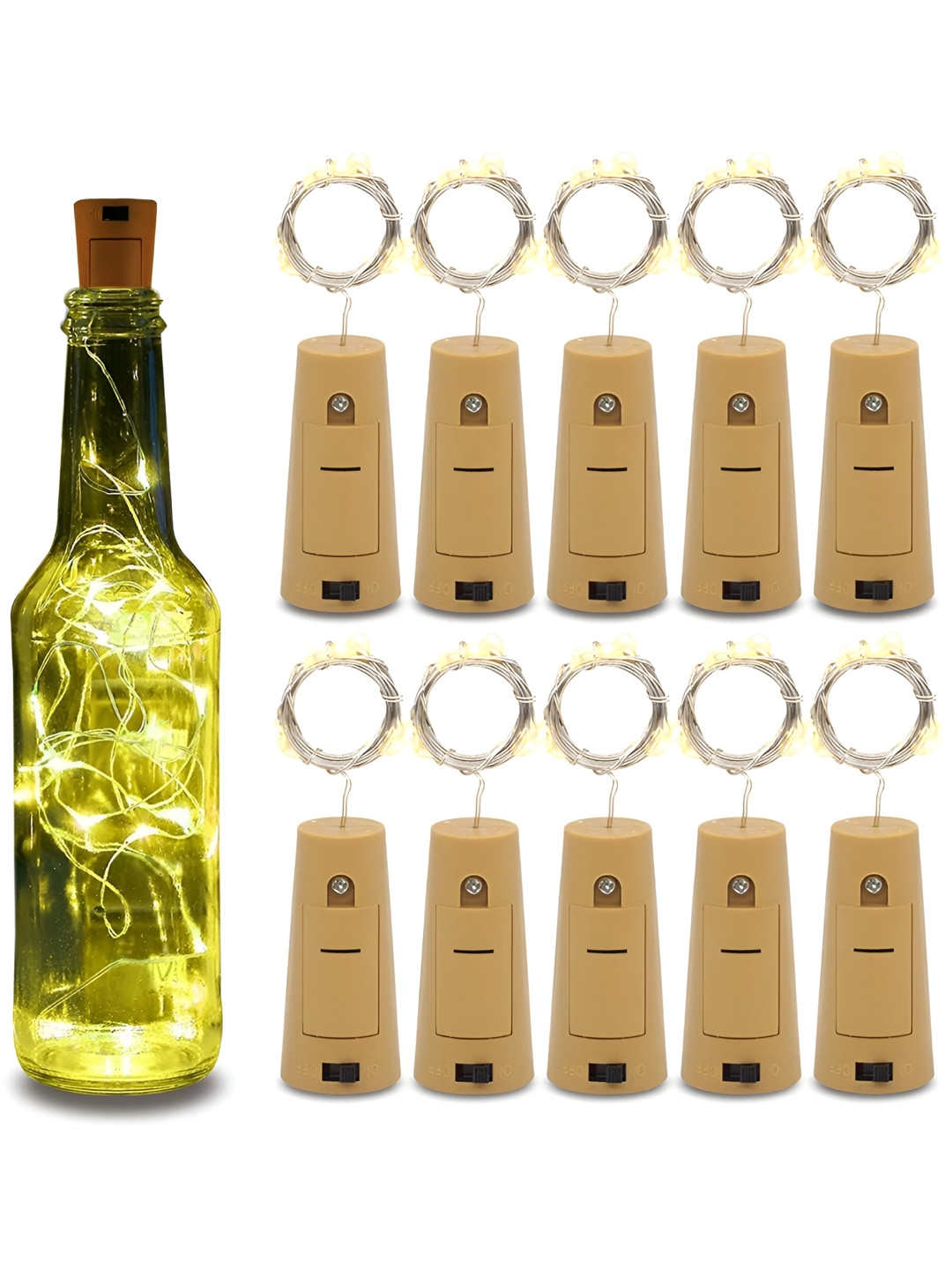 ENORMITY 10Pcs Yellow Rice Shape Cork String Light