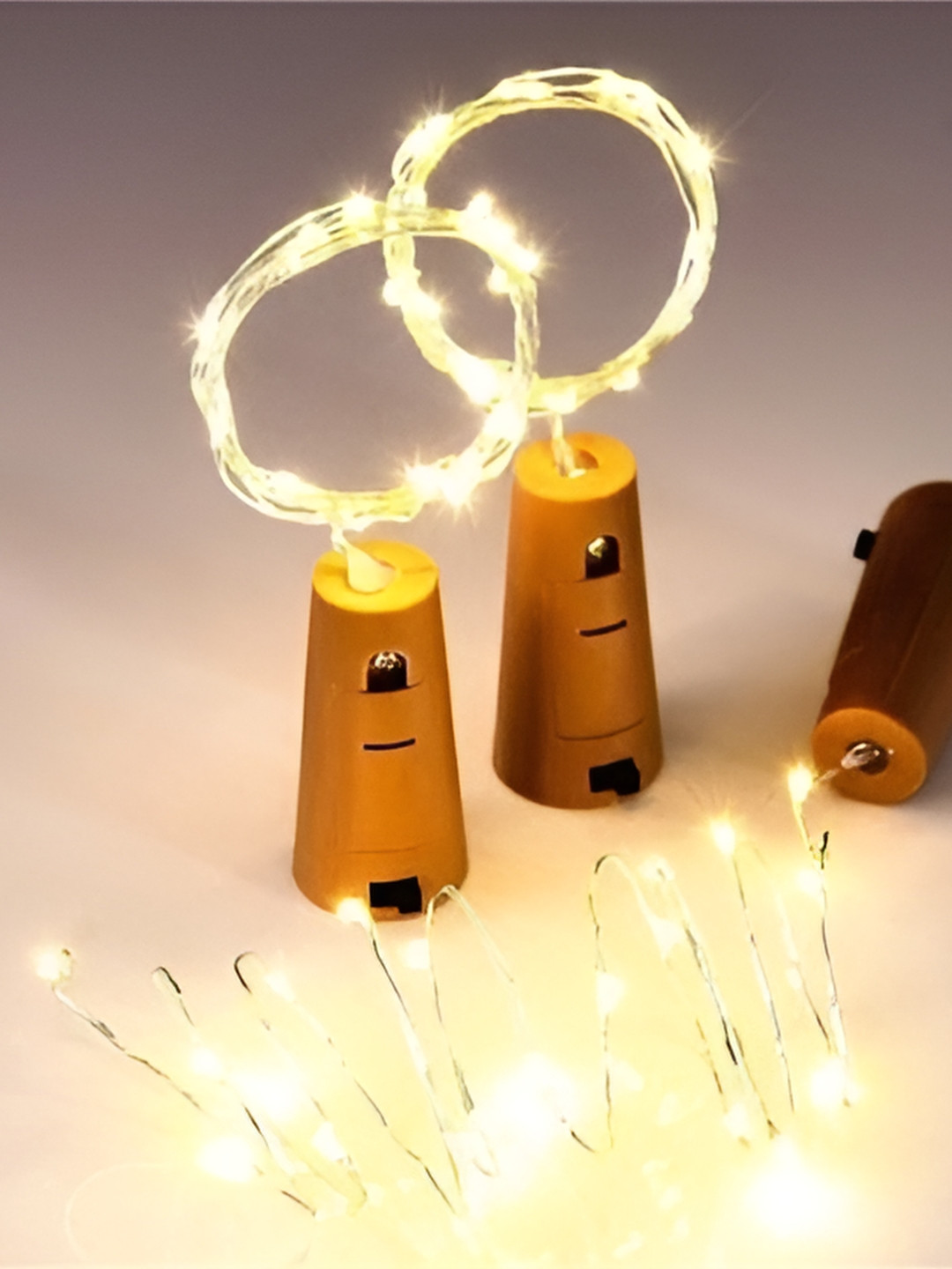 ENORMITY 3-Pcs Yellow & White Rice Shape Bulb String Lights