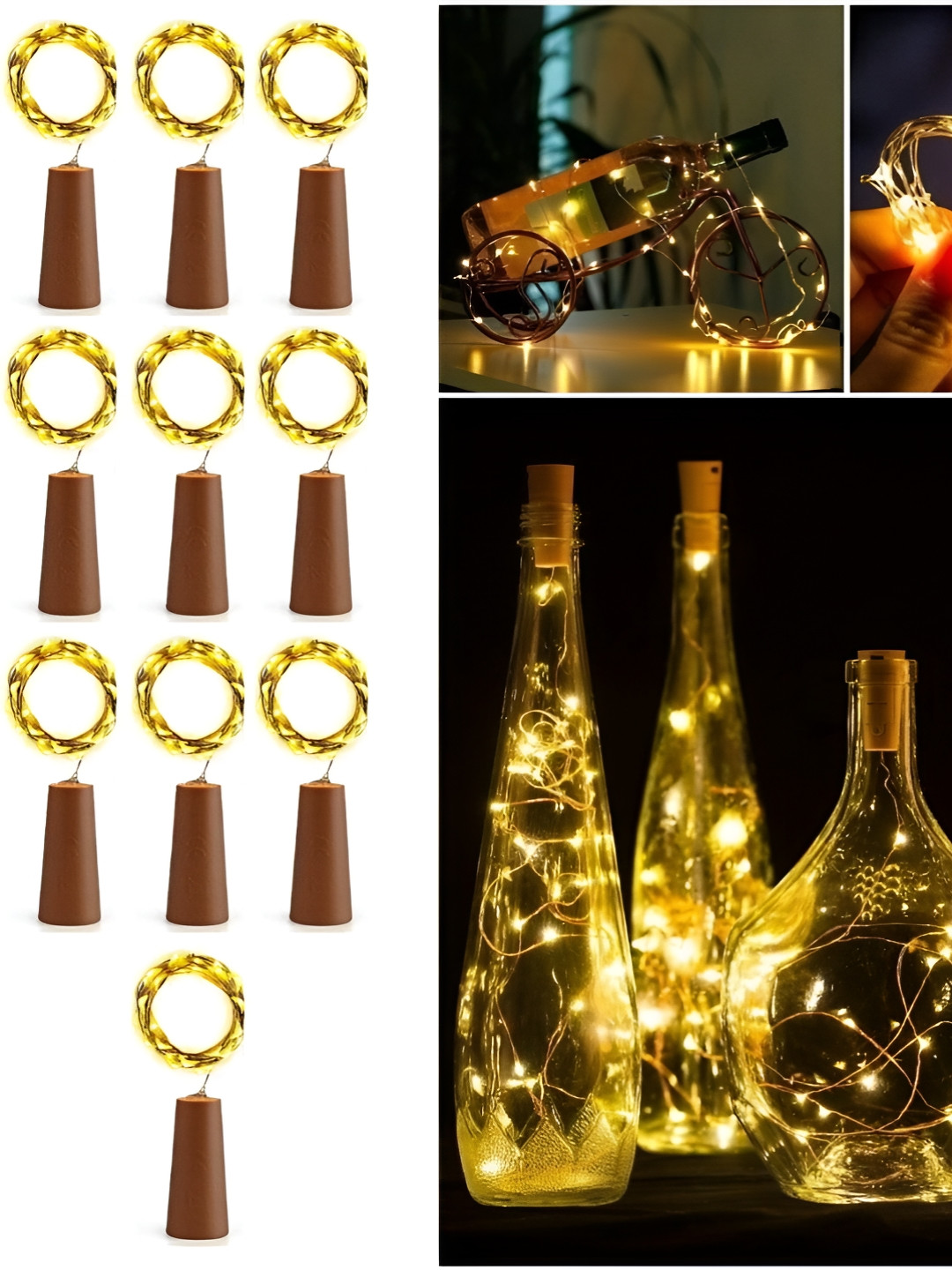 ENORMITY 10-Pcs Yellow & White Rice Shape Bulb String Lights