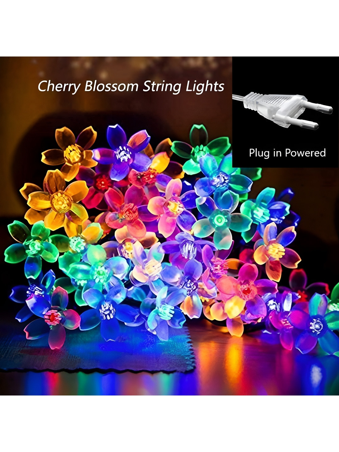 ENORMITY Blue & Red Flower Shape String Lights