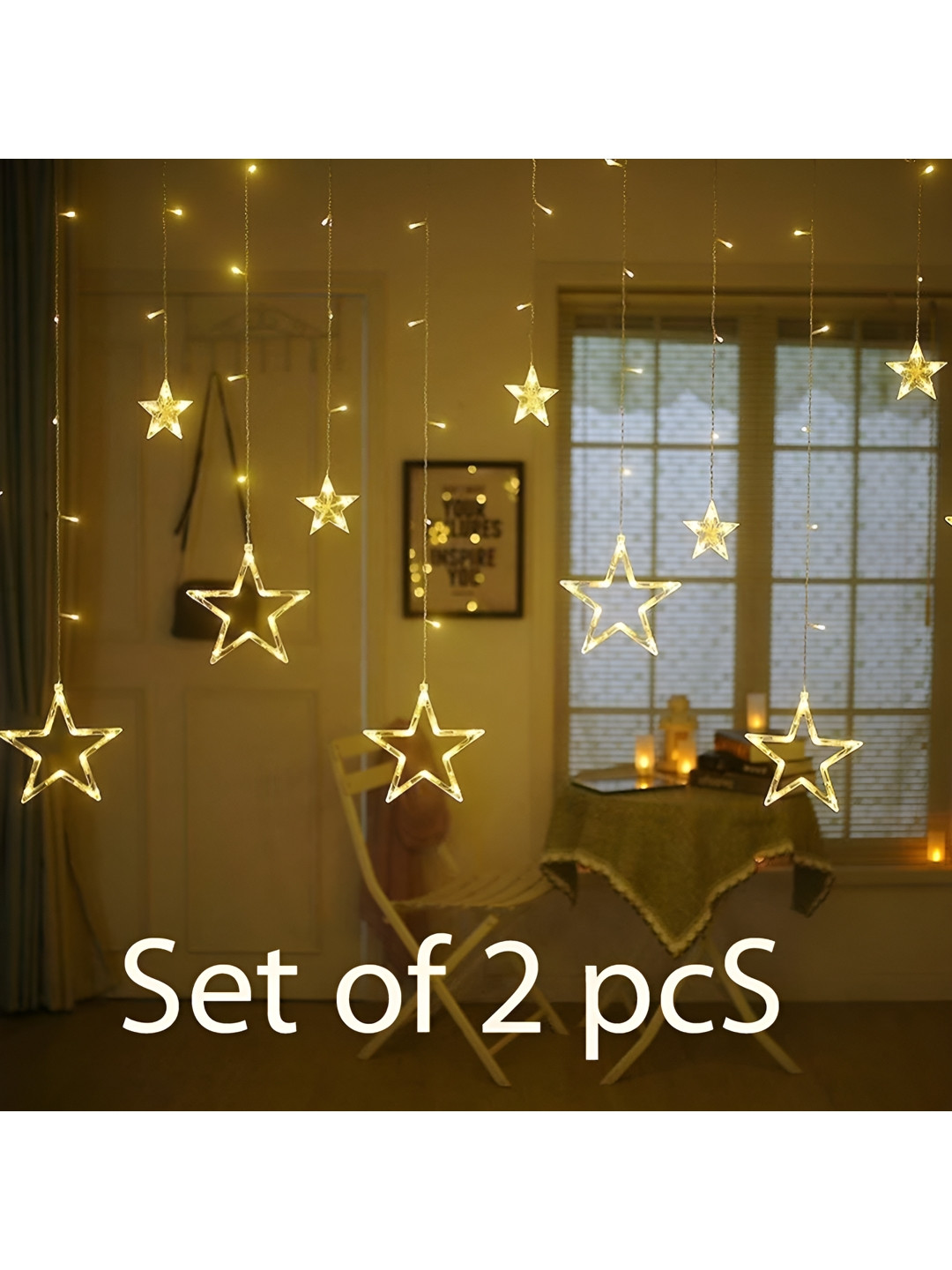 ENORMITY 2Pcs Yellow Star Shaped String Lights