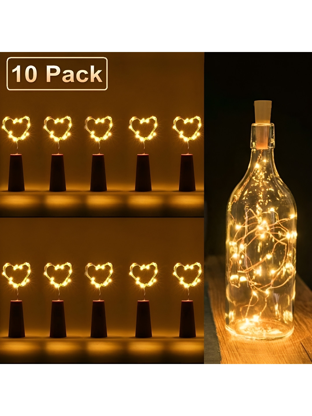 ENORMITY 10Pcs Yellow & Brown Rice Shape Cork String Light