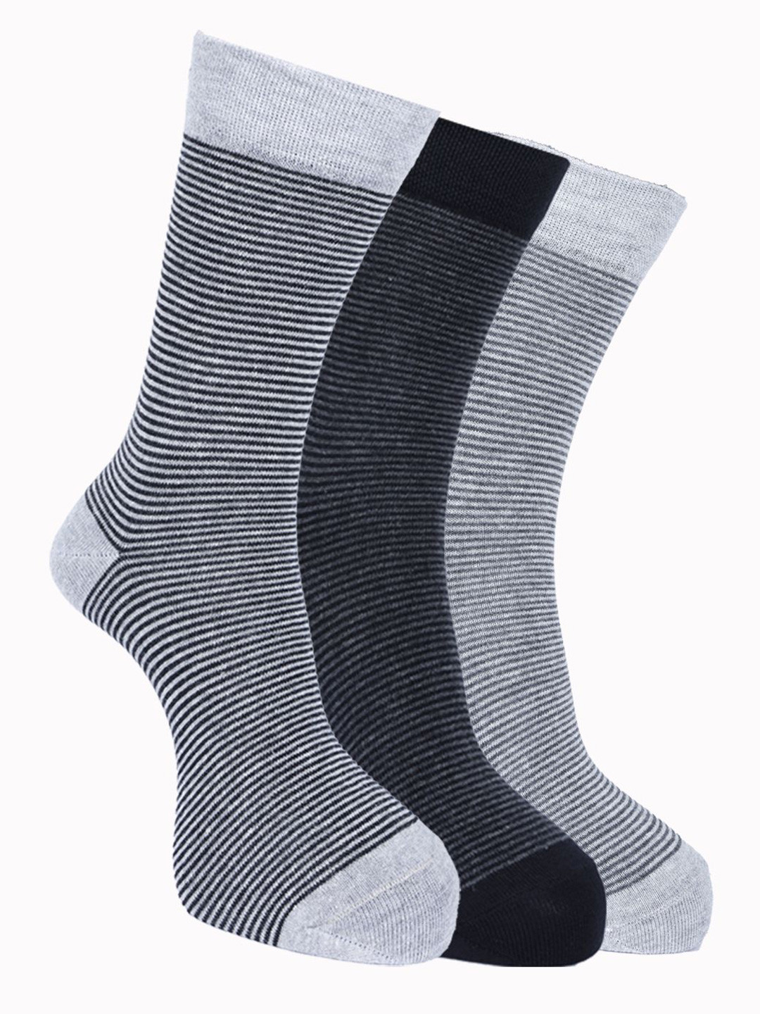Force NXT Men Pack Of 3 Striped Cotton Crew-Length Socks