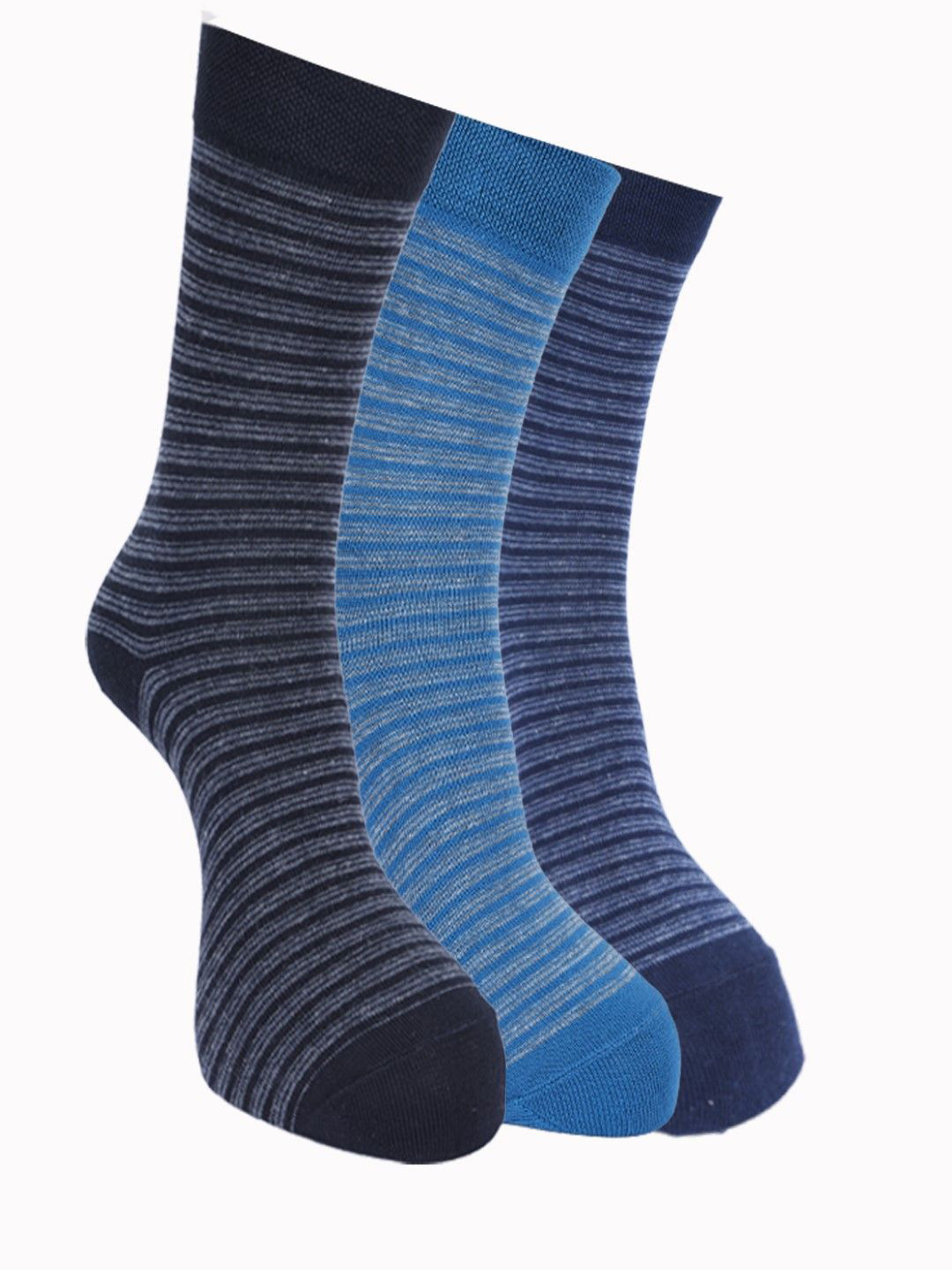 Force NXT Men Pack Of 3 Striped Cotton Calf-Length Socks