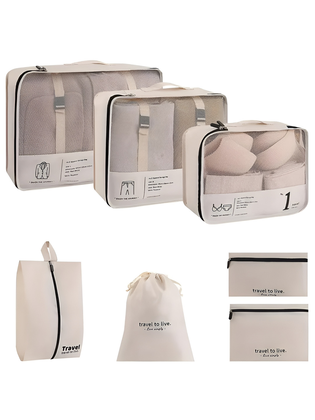 HOUSE OF QUIRK Beige 7 Pieces Multi-Utility Organisers
