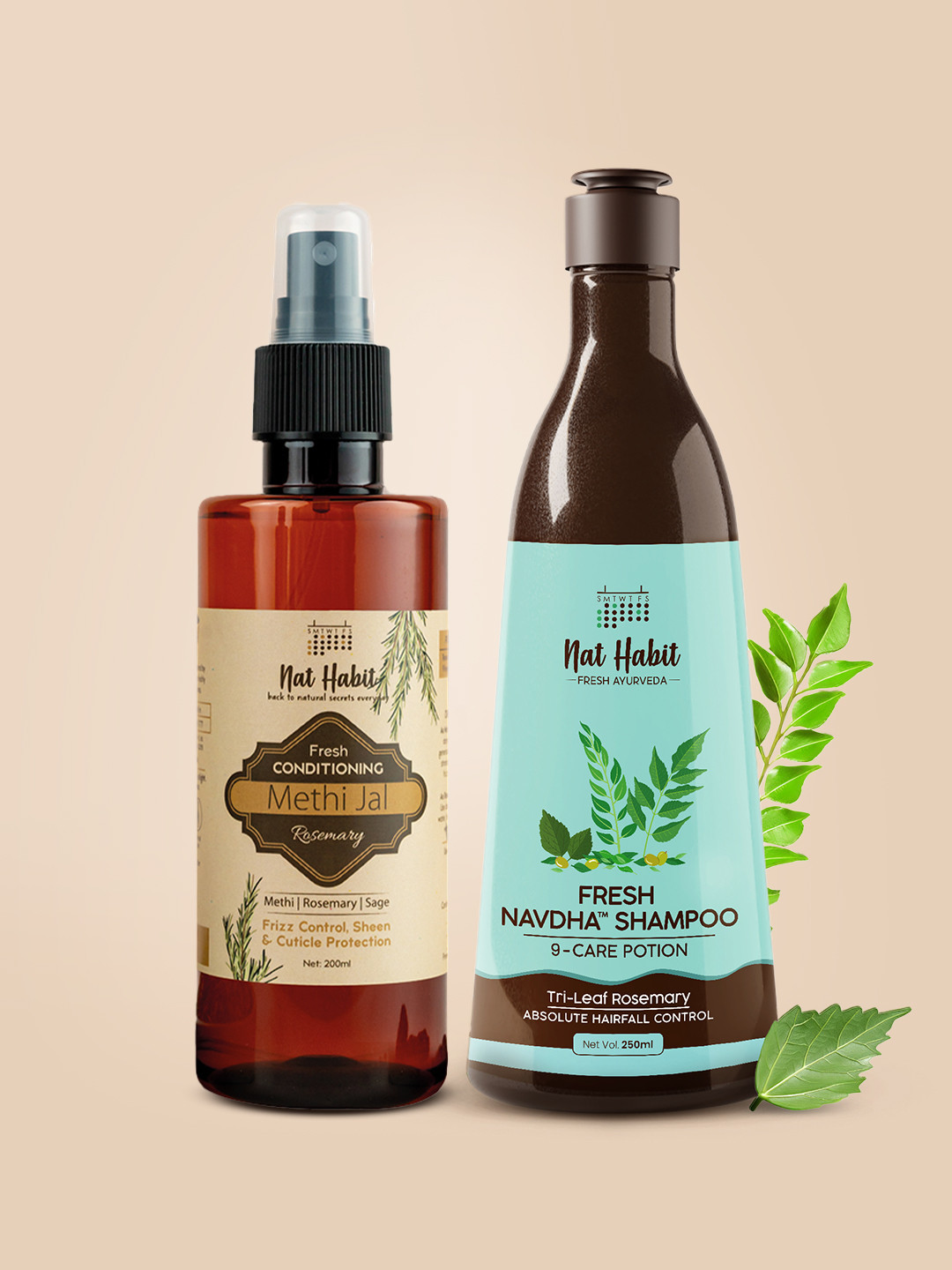Nat Habit Rosemary Conditioning Methi Jal 200ml & Rosemary Fresh Navdha Shampoo 250ml