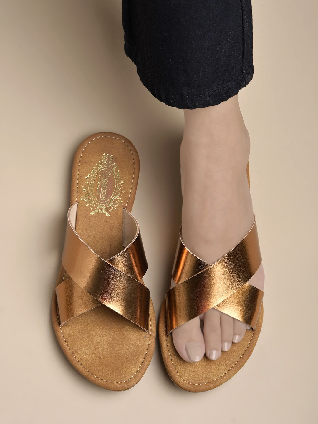 Shoetopia Girls Party Open Toe Flats with Buckles