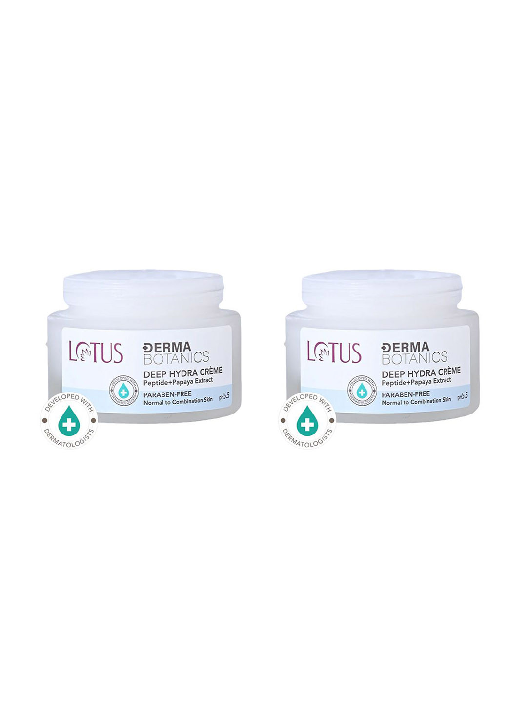Lotus Herbals Set Of 2 Derma Botanics Deep Hydra Creme with Peptide & Papaya - 50g Each