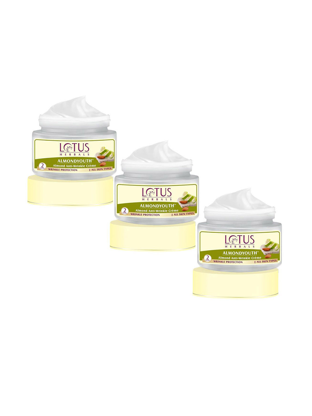 Lotus Herbals Set Of 3 Almondyouth Anti-Wrinkle Cream - 50g Each