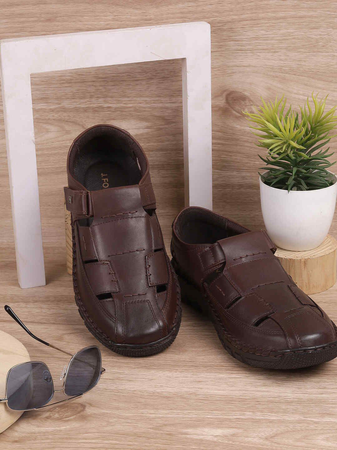 J.FONTINI Men Leather Shoe-Style Sandals