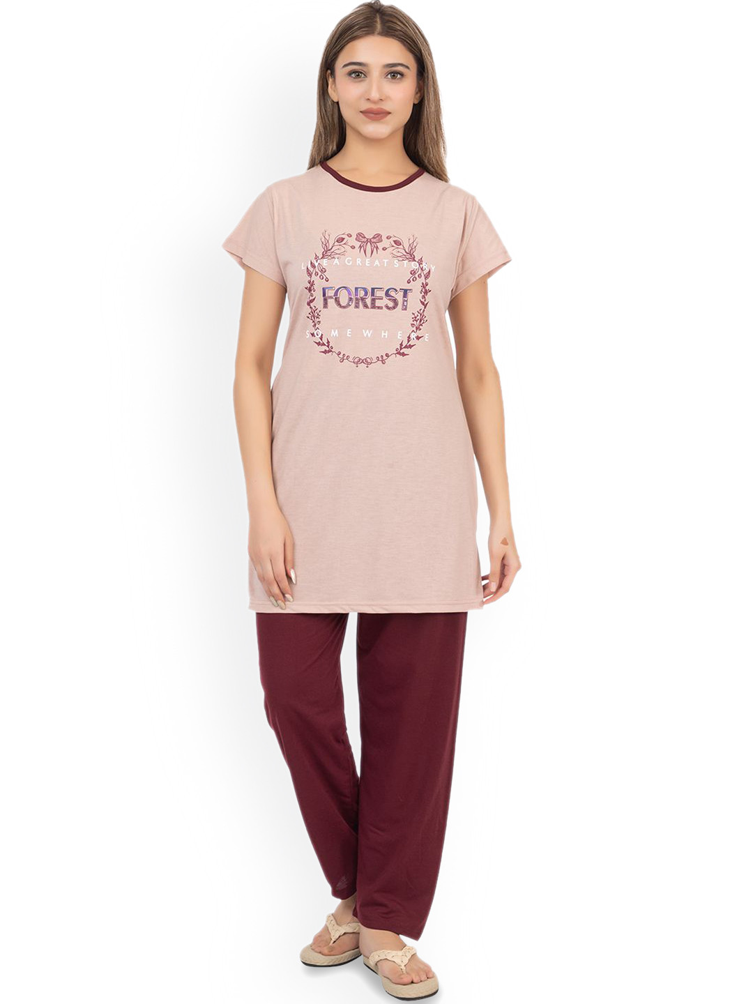 LO G LO Women Printed Night suit