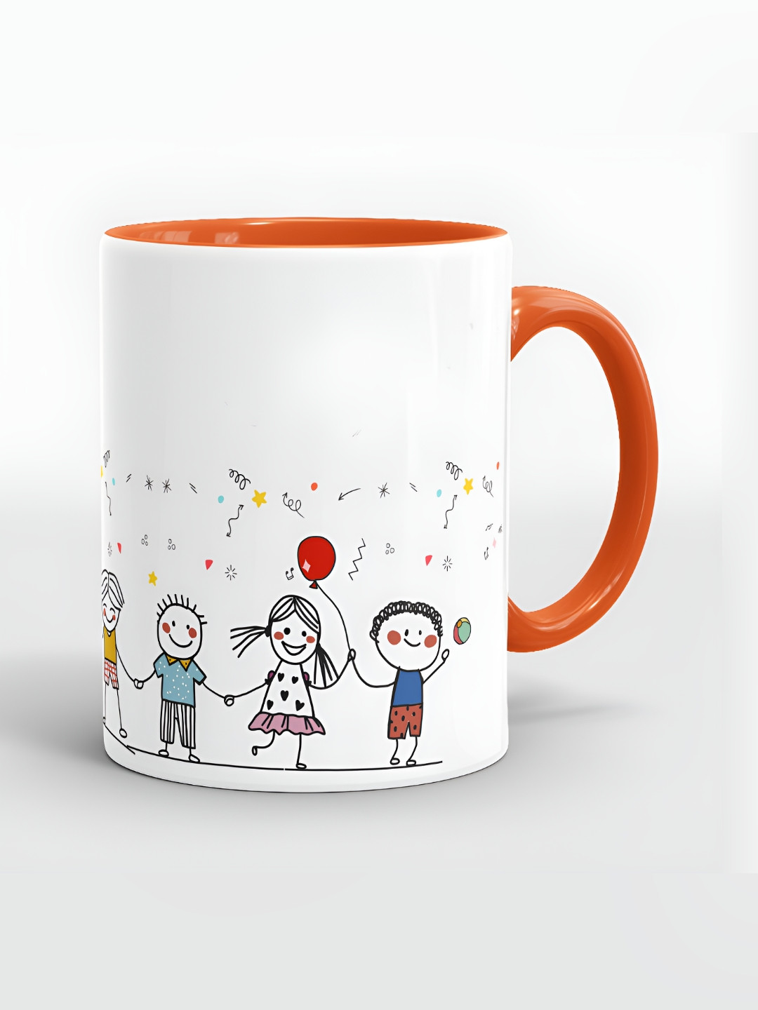 SUBLIKRAFT Orange & Blue Geometric Printed Ceramic Matte Cups Set of Cups and Mugs