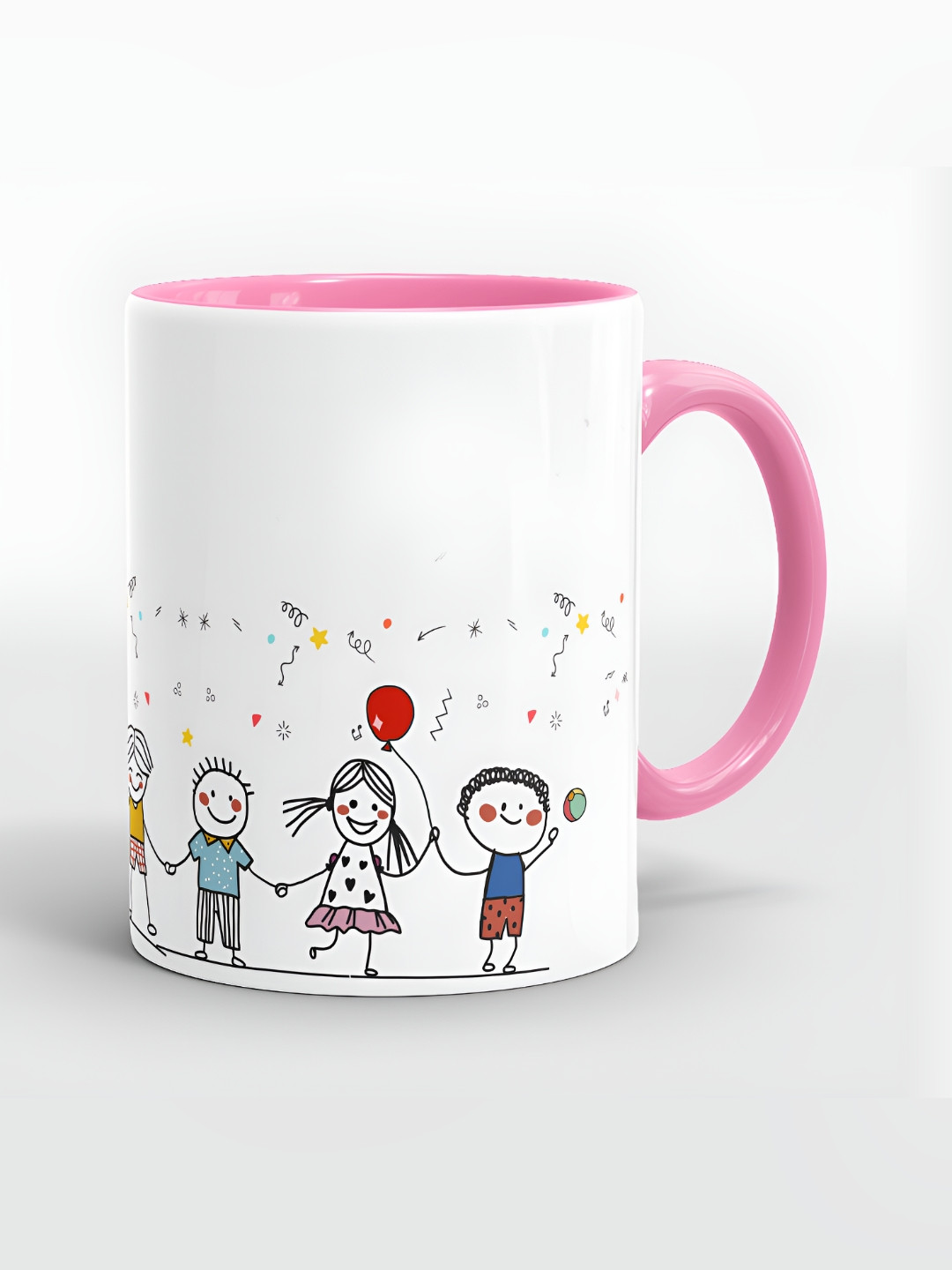 SUBLIKRAFT Pink & White Printed Ceramic Glossy Mugs Set of Cups and Mugs