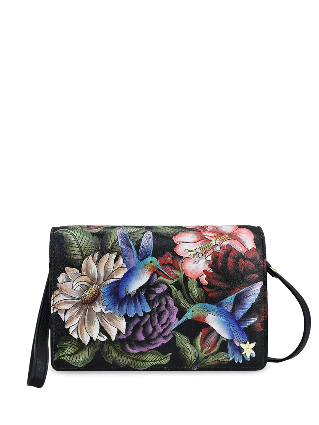 Anuschka Women Hummingbird Heaven Hand Painted Leather 4 in 1 Organizer Crossbody