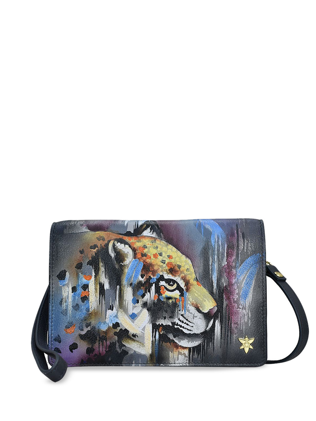 Anuschka Women's Abstract Leopard Hand Painted Leather 4 in 1 Organizer Crossbody