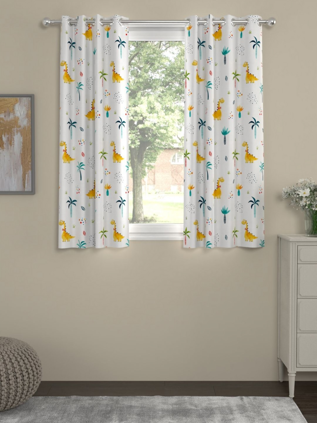 Myntra Elegant Homes White & Blue Set of 2 Ethnic Motifs Window