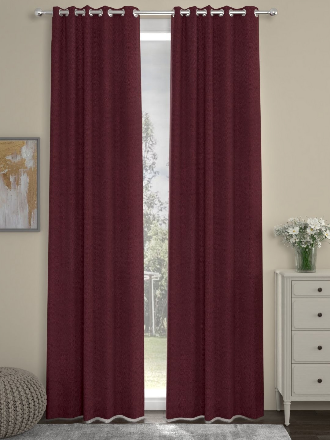 Myntra Elegant Homes Maroon Set of 2 Door Curtain