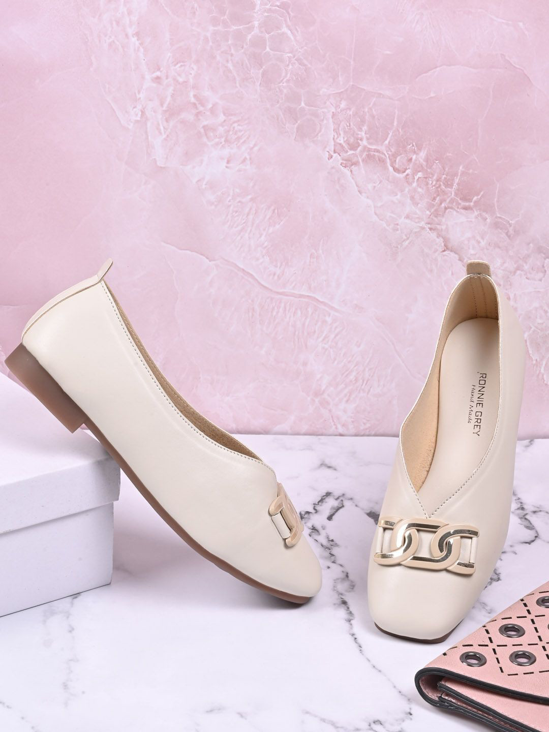 Ronnie Grey Women Buckle Detail Ballerinas