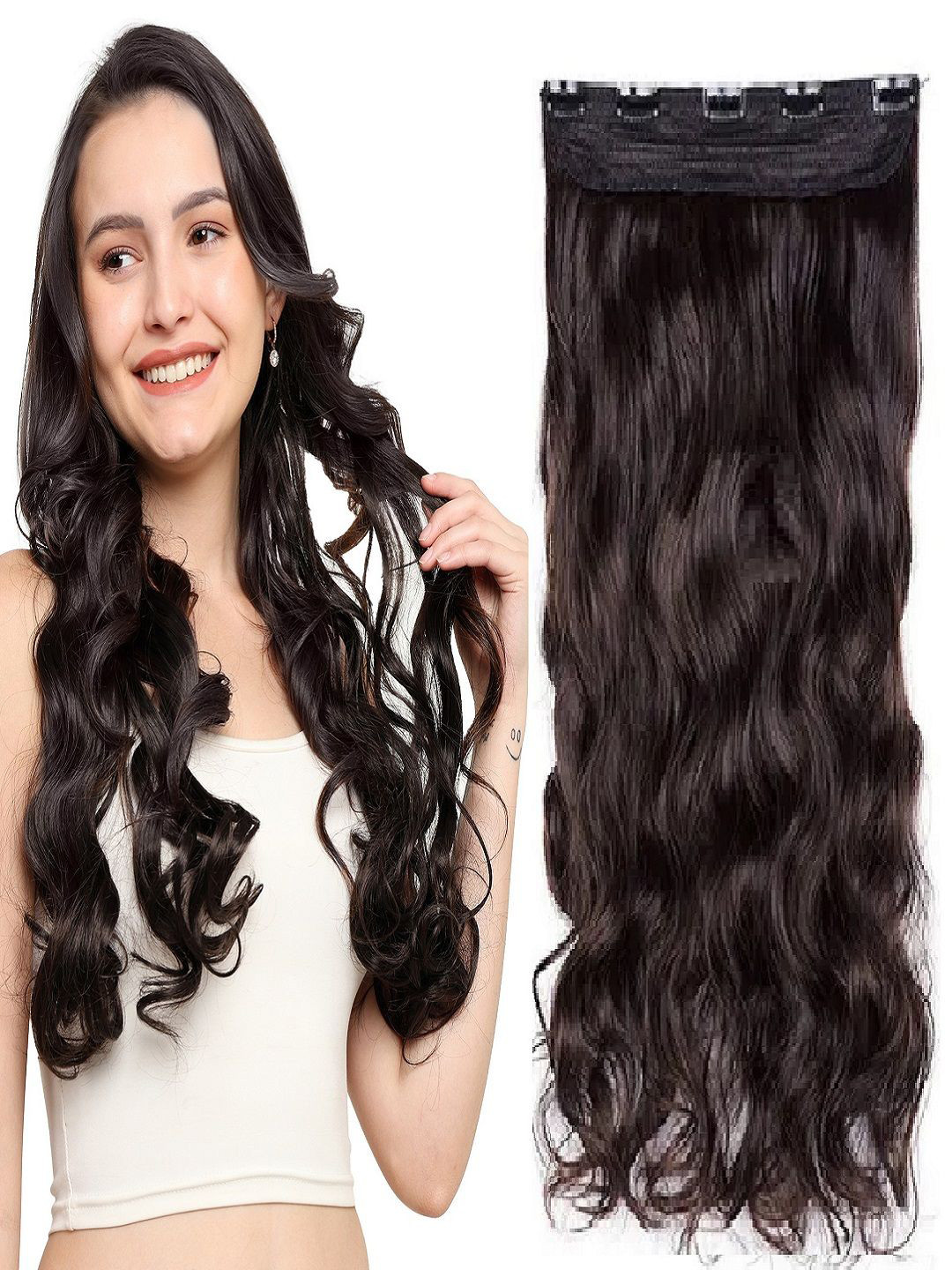 MoonEyes 5 Clip Curly Brown Hair Extension