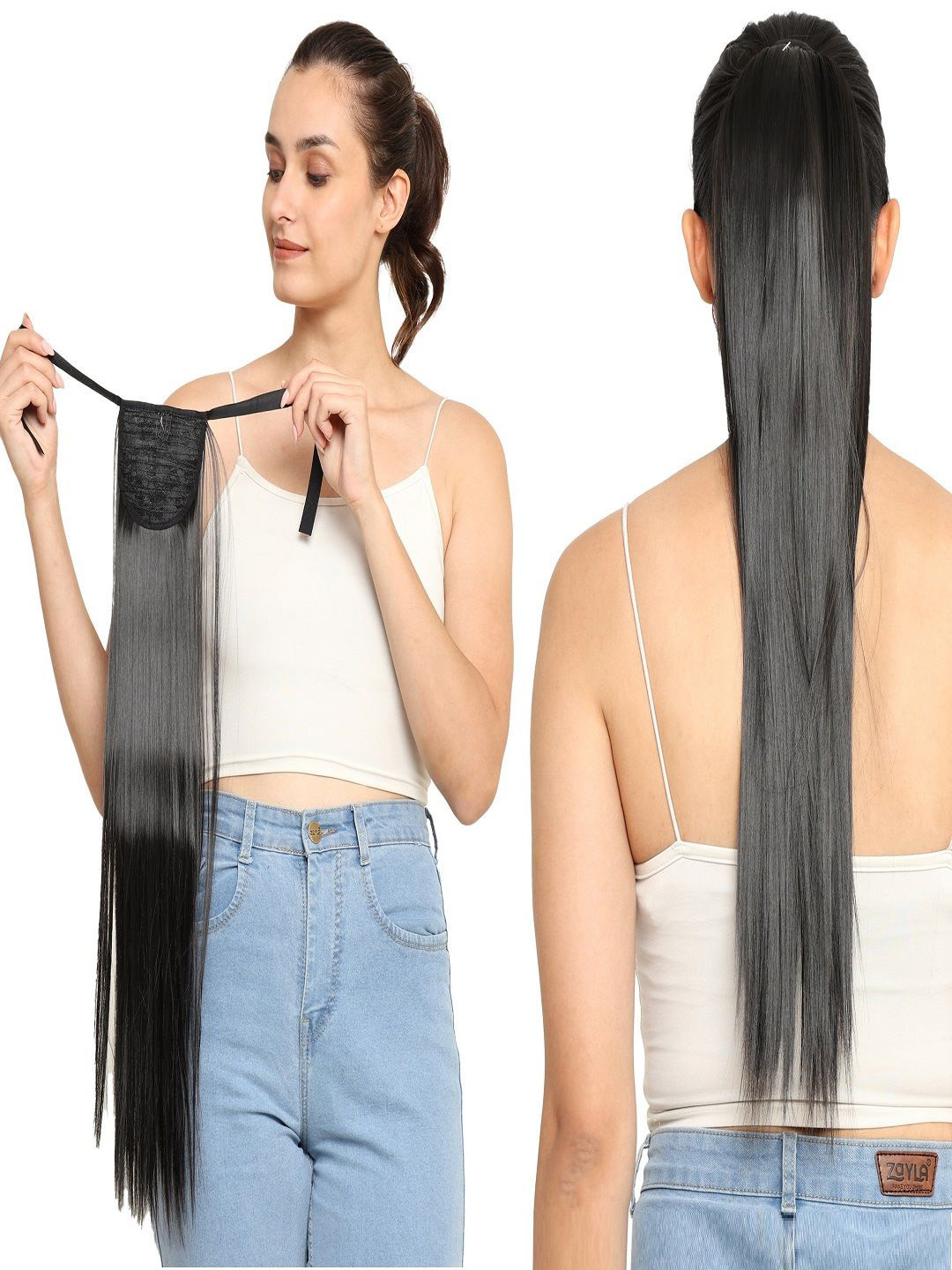 MoonEyes Straight Black Ribbon Ponytail Hair Extension