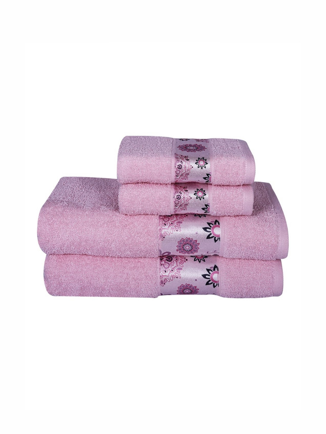 RANGOLI Pink 4 Piece Cotton 450 GSM Towel Set
