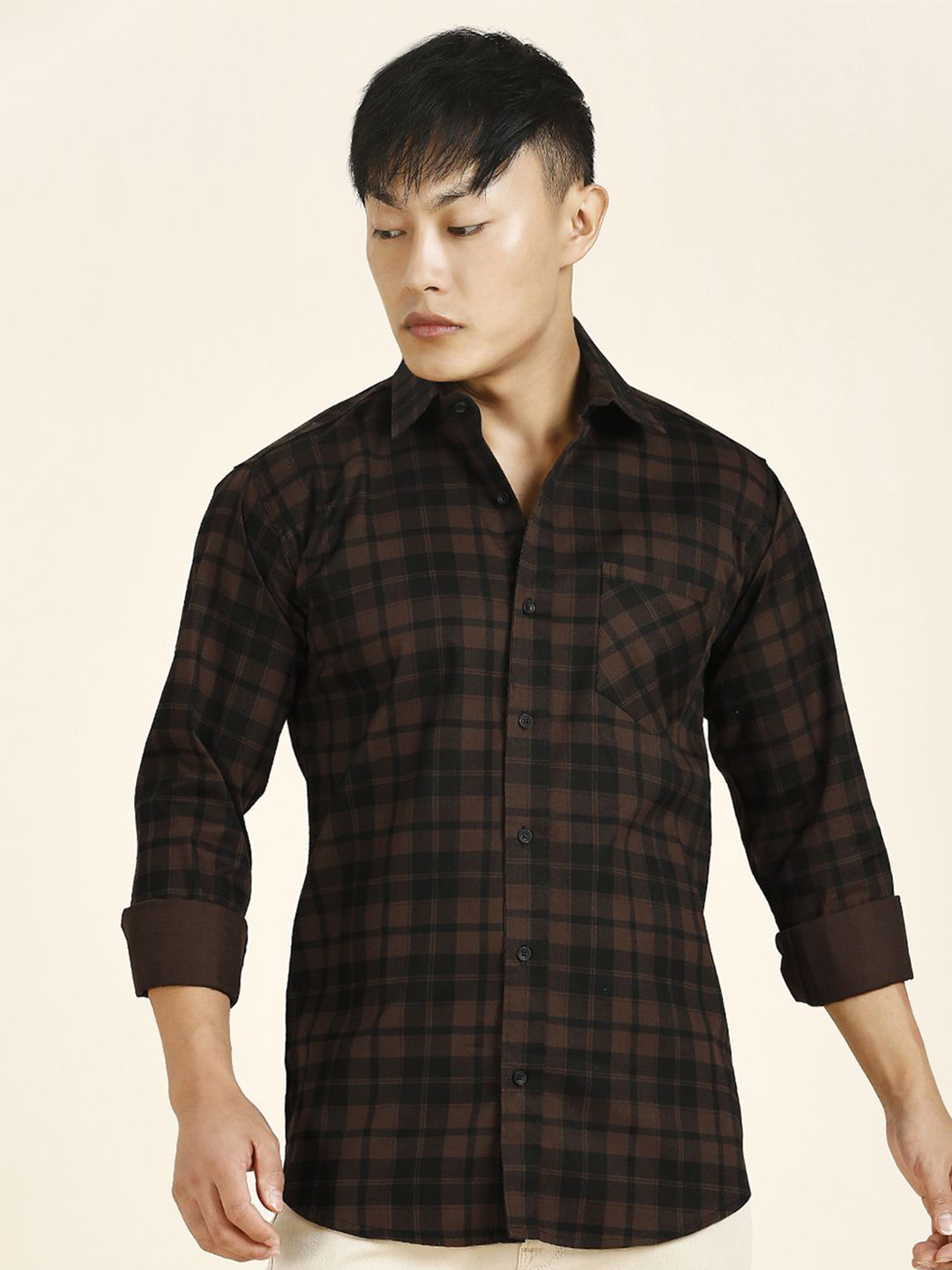 TRYBUY.IN Men Standard Tartan Checks Opaque Casual Shirt