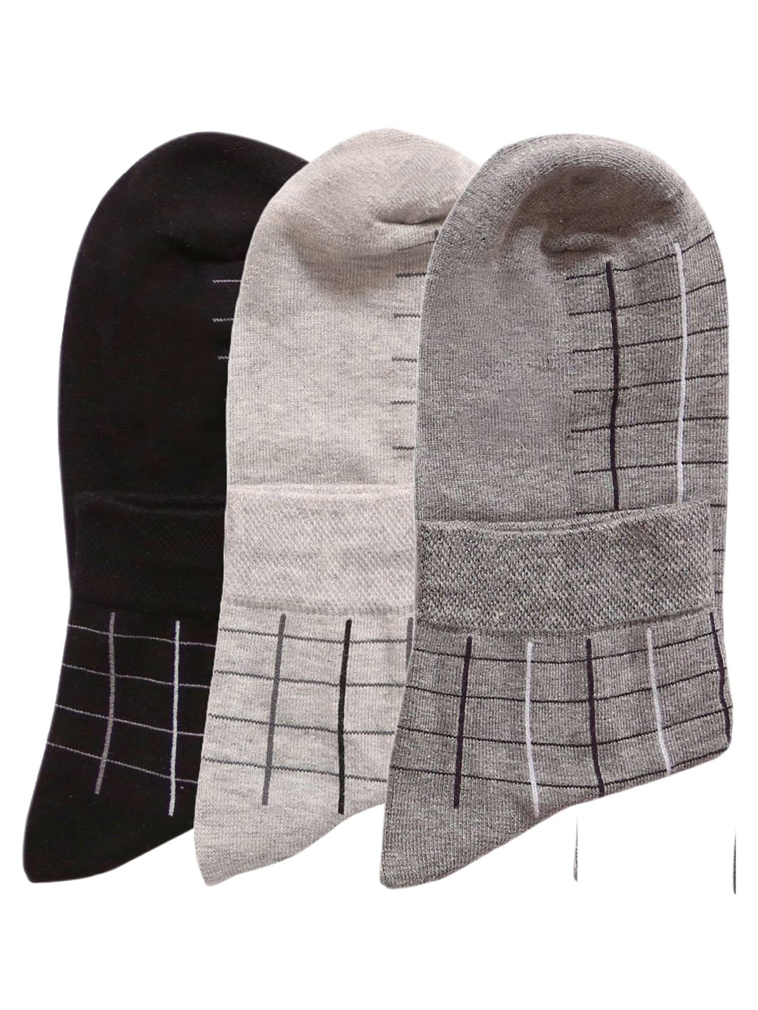 N2S NEXT2SKIN Men Pack Of 3 Seamless Checked Ankle-Length Socks