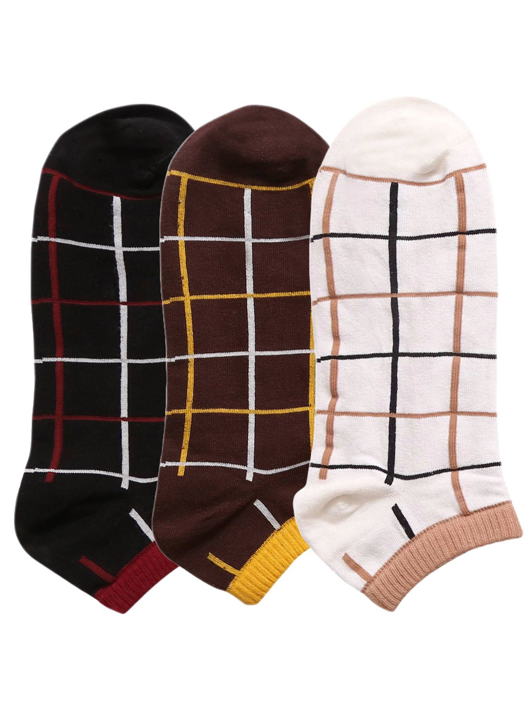 N2S NEXT2SKIN Men Pack Of 3 Seamless Checked  Sneaker-Length Socks