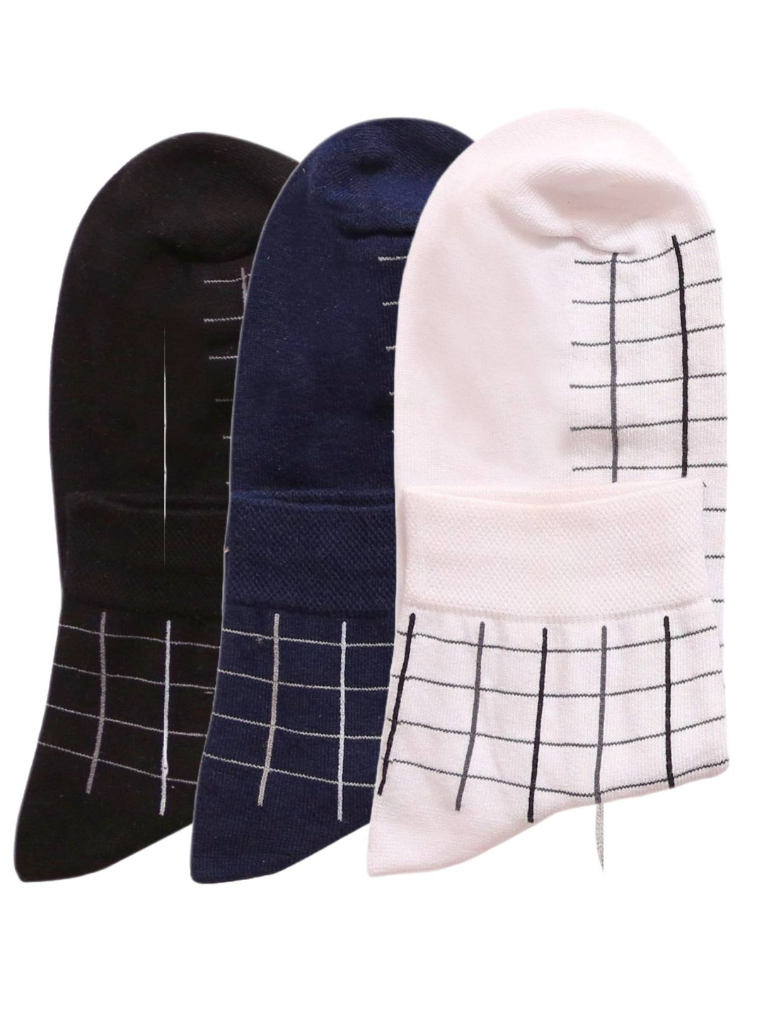 N2S NEXT2SKIN Men Pack Of 3 Seamless Checked  Ankle-Length Socks