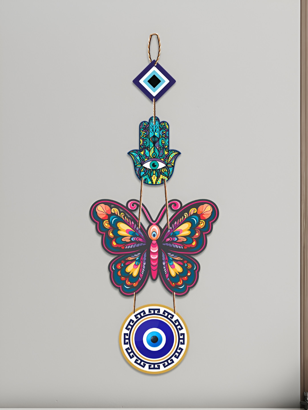 ArtVibes Butterfly Wood Ethnic Motifs Glossy Hanging Hall Wall Hangings-20In