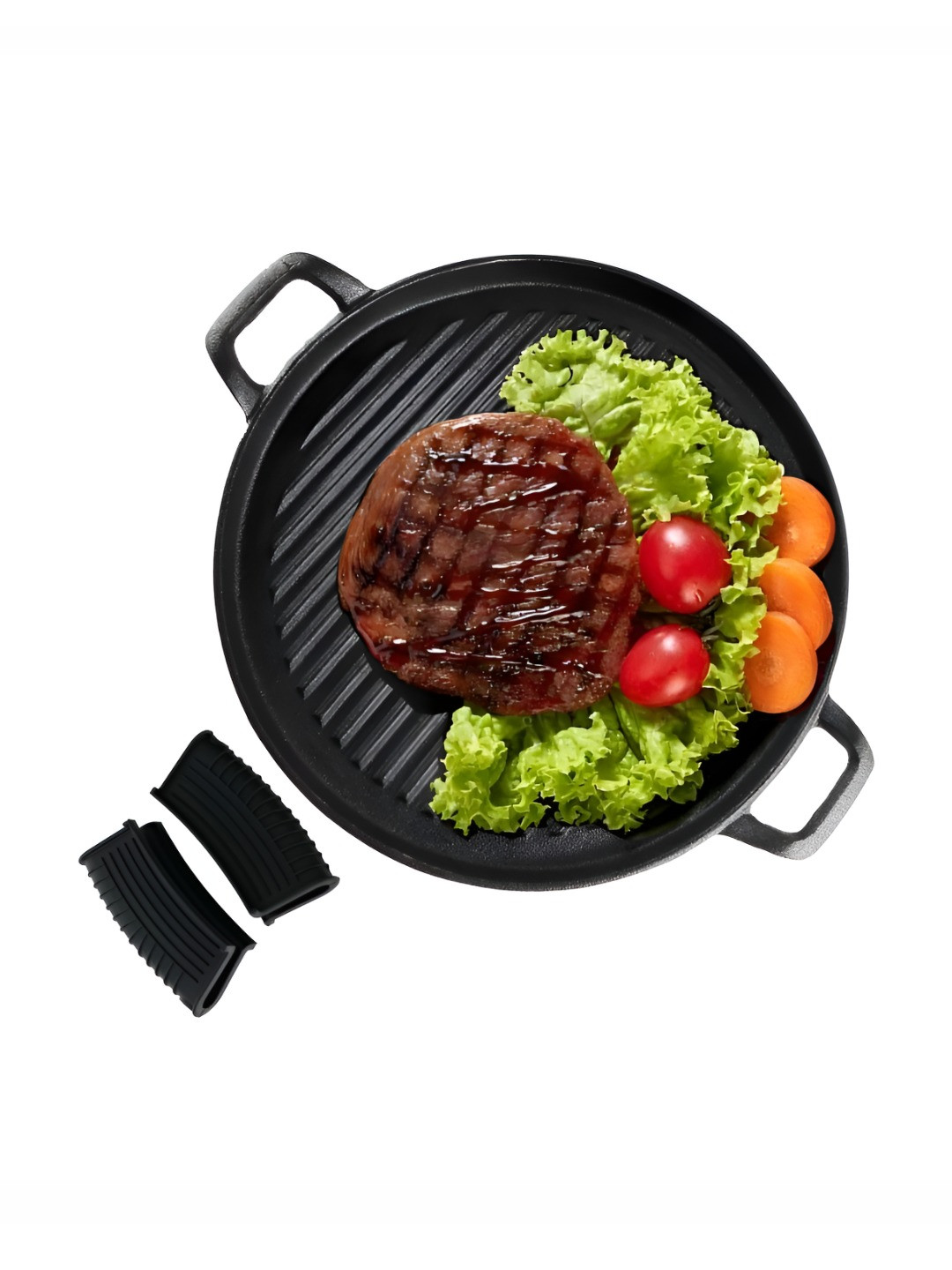 The Better Home Black Iron Dishwasher Safe Grill Pan With Two Side Handles