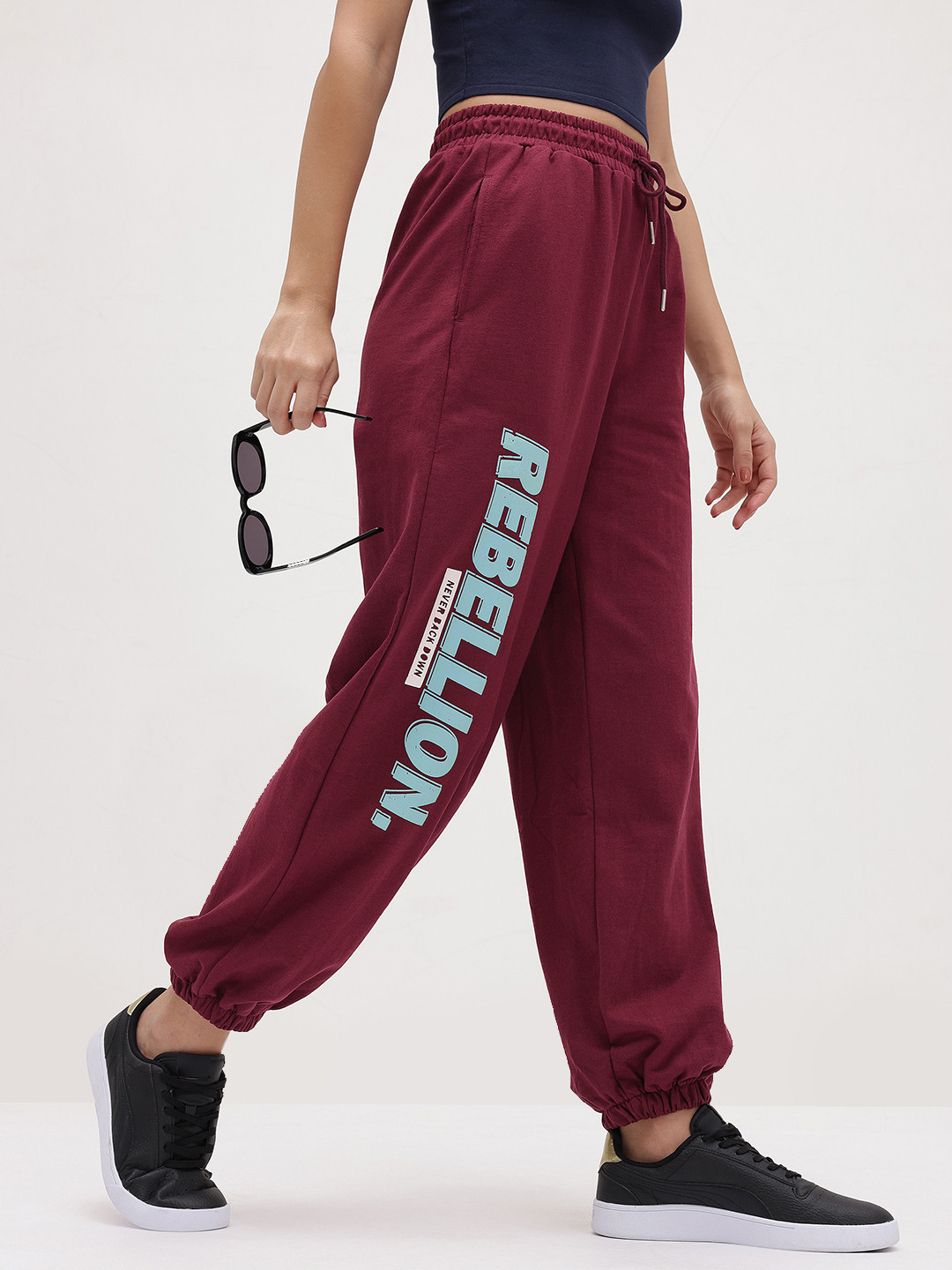 The Roadster Life Co. x RE/LAX Women Typography Printed Relaxed Fit Joggers