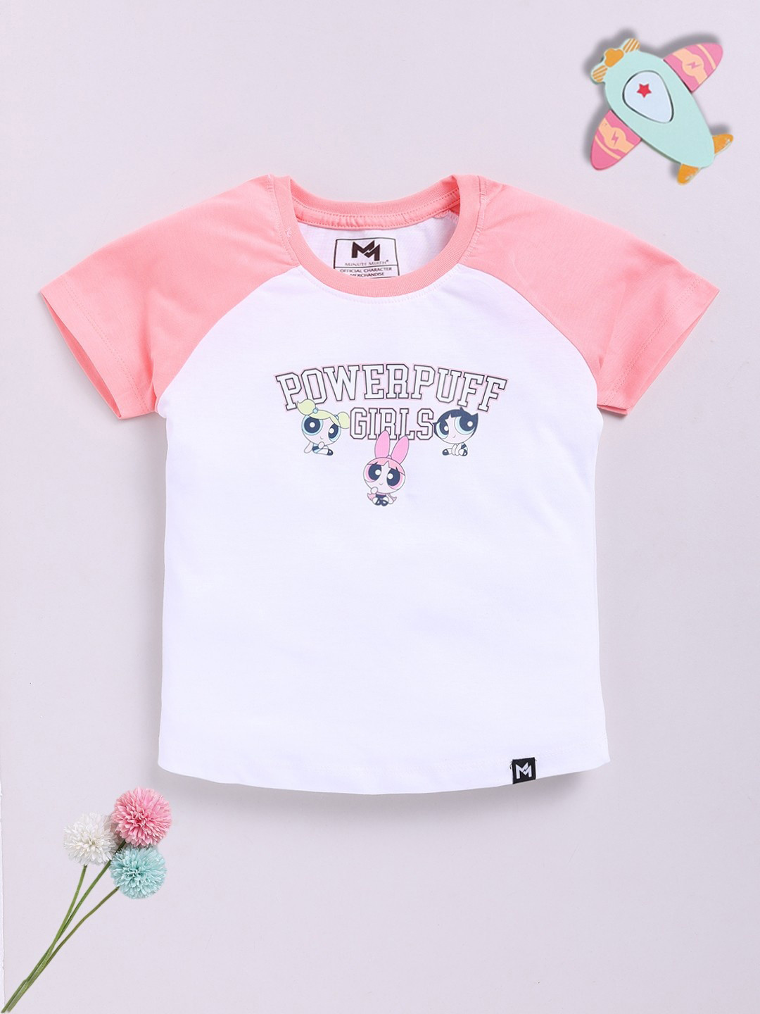 YK X Minute Mirth Girls Power Puff Girls Printed Pure Cotton T-shirt