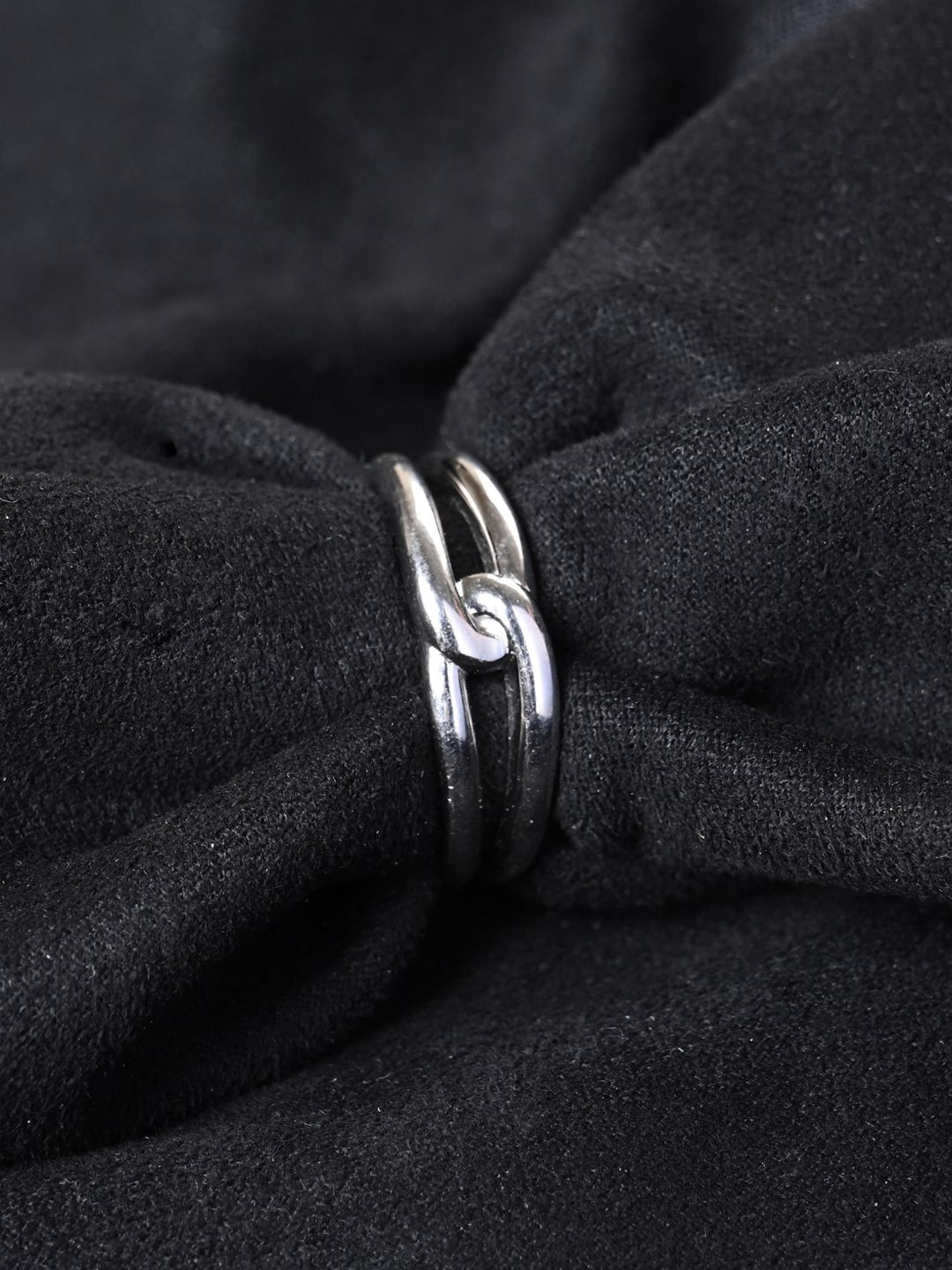 Clara Men 925 Sterling Silver Platinum-Plated Adjustable Knot Finger Ring