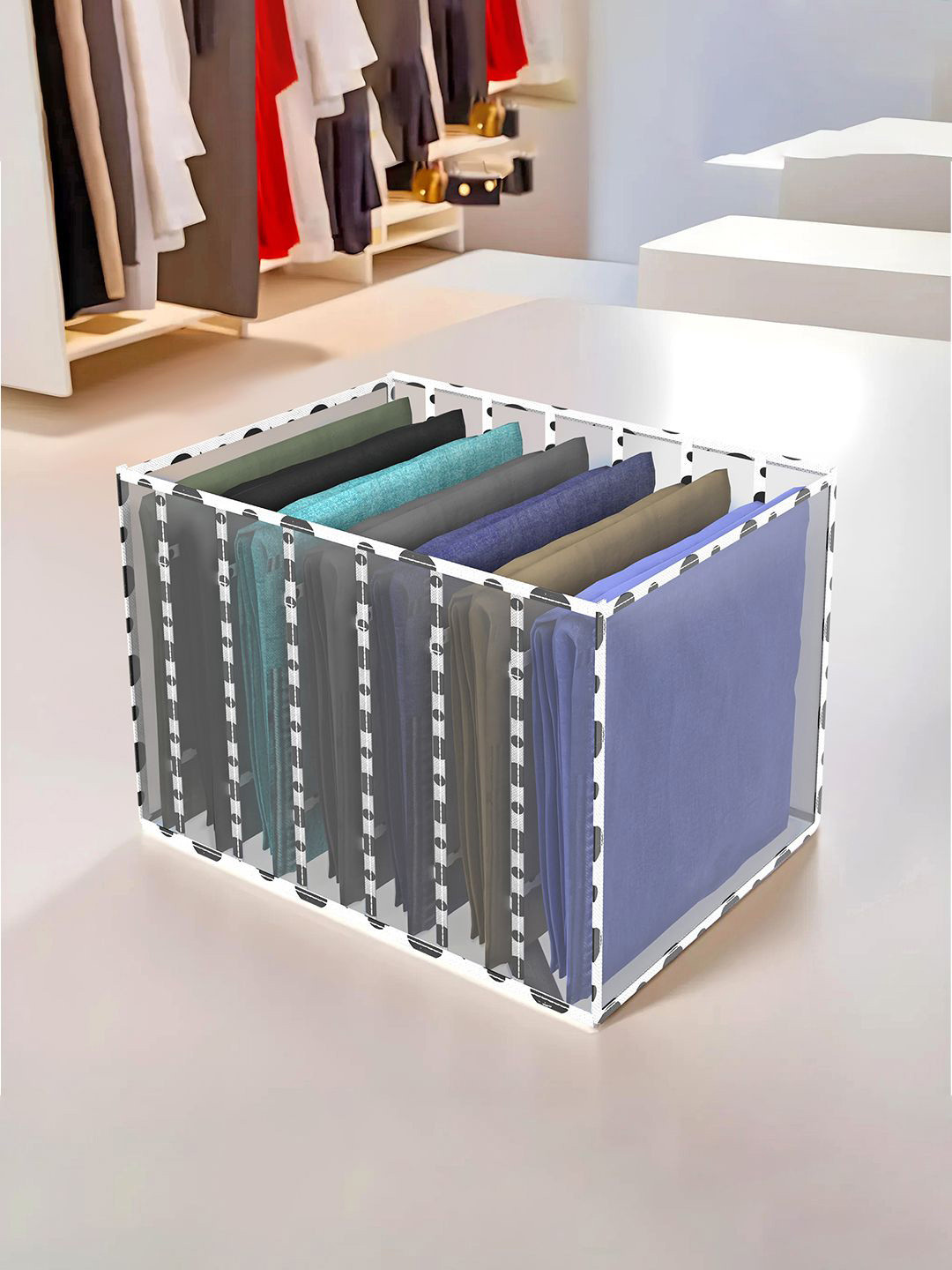 Kuber Industries White & Black Wardrobe Drawer Organisers