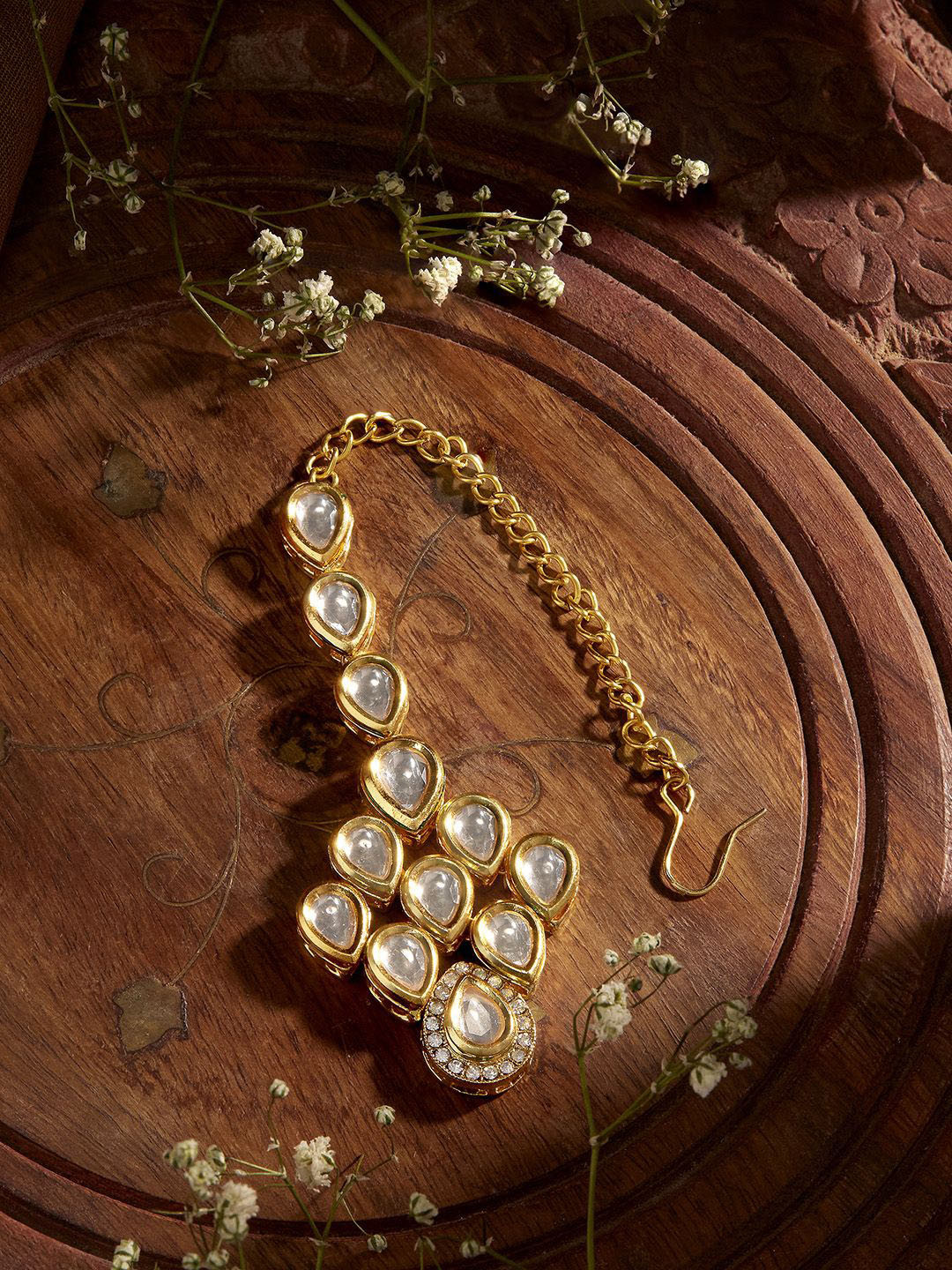 Priyaasi Gold-Plated Kundan Studded Pyramid Design Maang Tikka