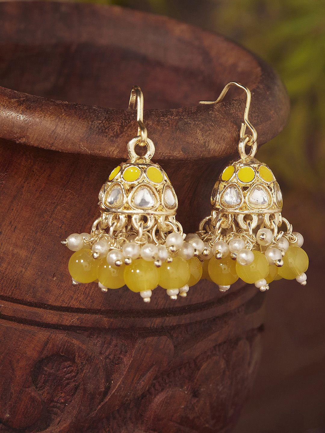 Priyaasi Gold Plated Pearls Dome Shape Jhumkas