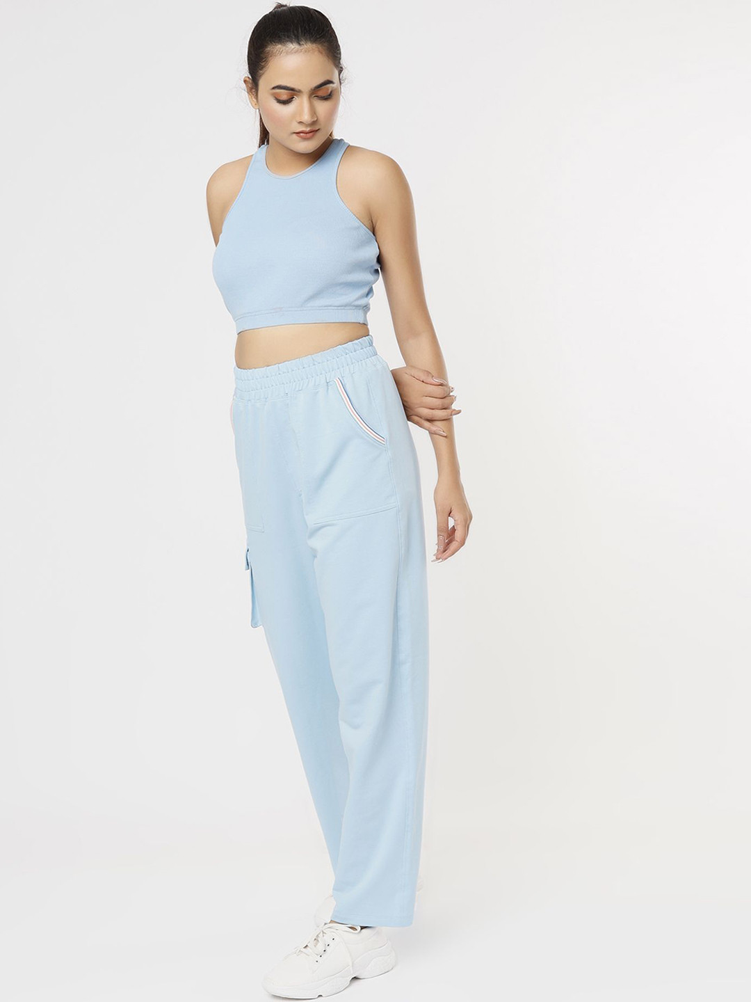 Tuna London Women High Rise Cargo Style Track Pants