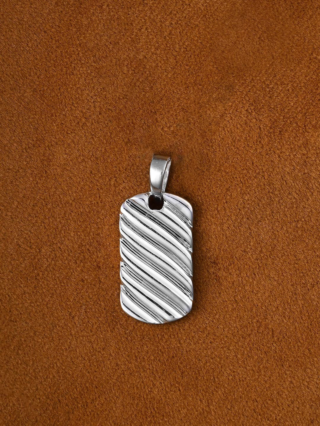 Clara Men 925 Sterling Silver Rhodium-Plated Wave Pendant