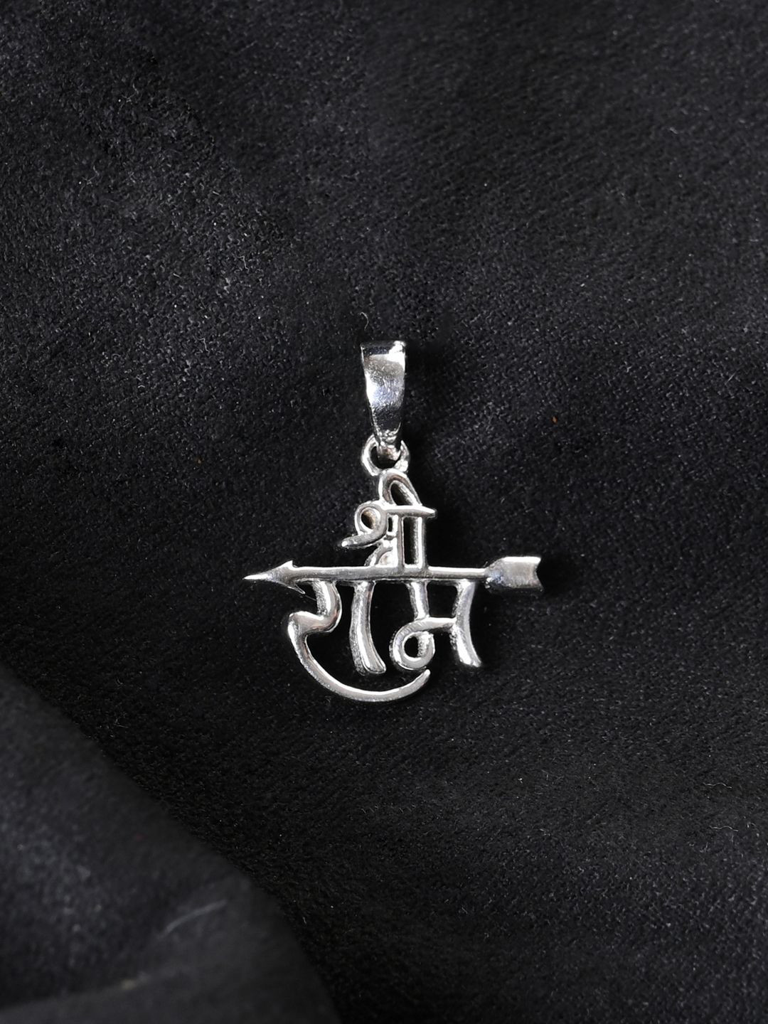 Clara Men 925 Sterling Silver Rhodium-Plated Contemporary Shree Ram Pendant