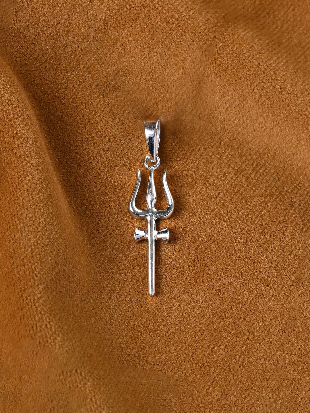 Clara Men 925 Sterling Silver Rhodium-Plated Shiva Trishul Pendant