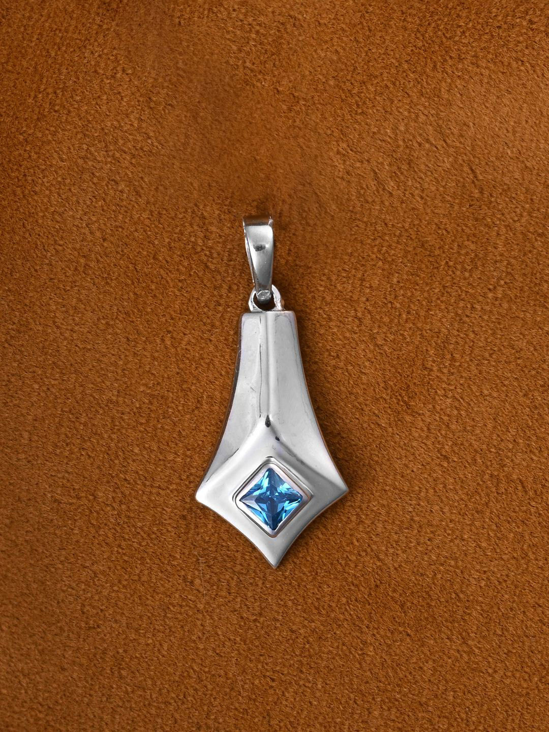 Clara Men 925 Sterling Silver Hagen Rhodium-Plated Cubic Zirconia Contemporary Pendant