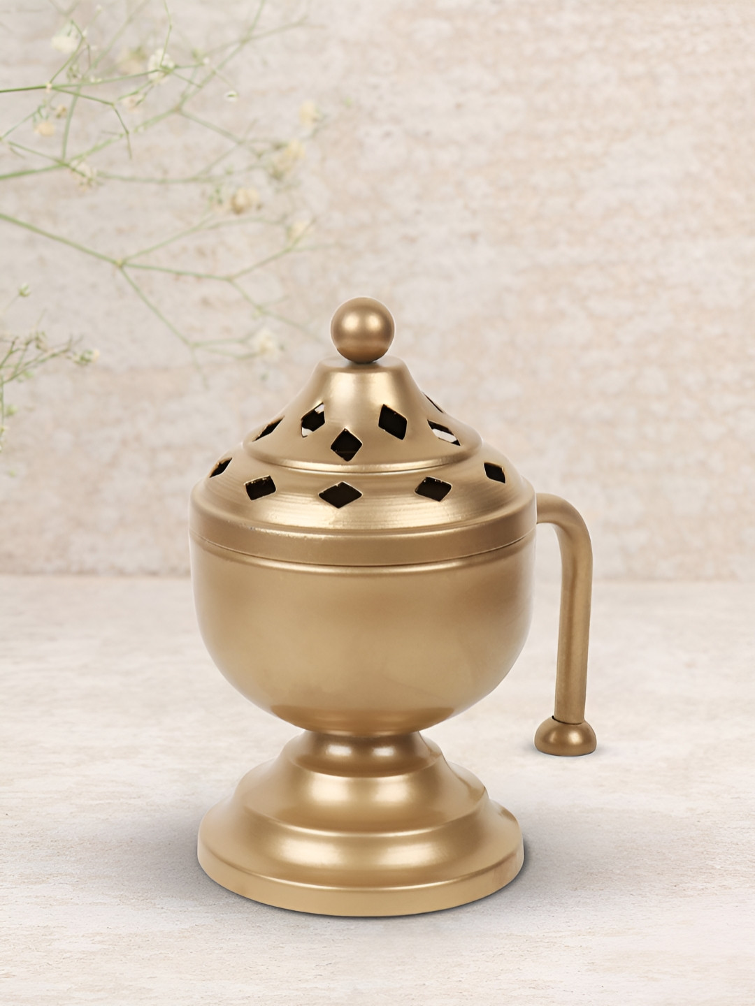 DOKCHAN Gold Toned Textured Metal Incense Stick Holder