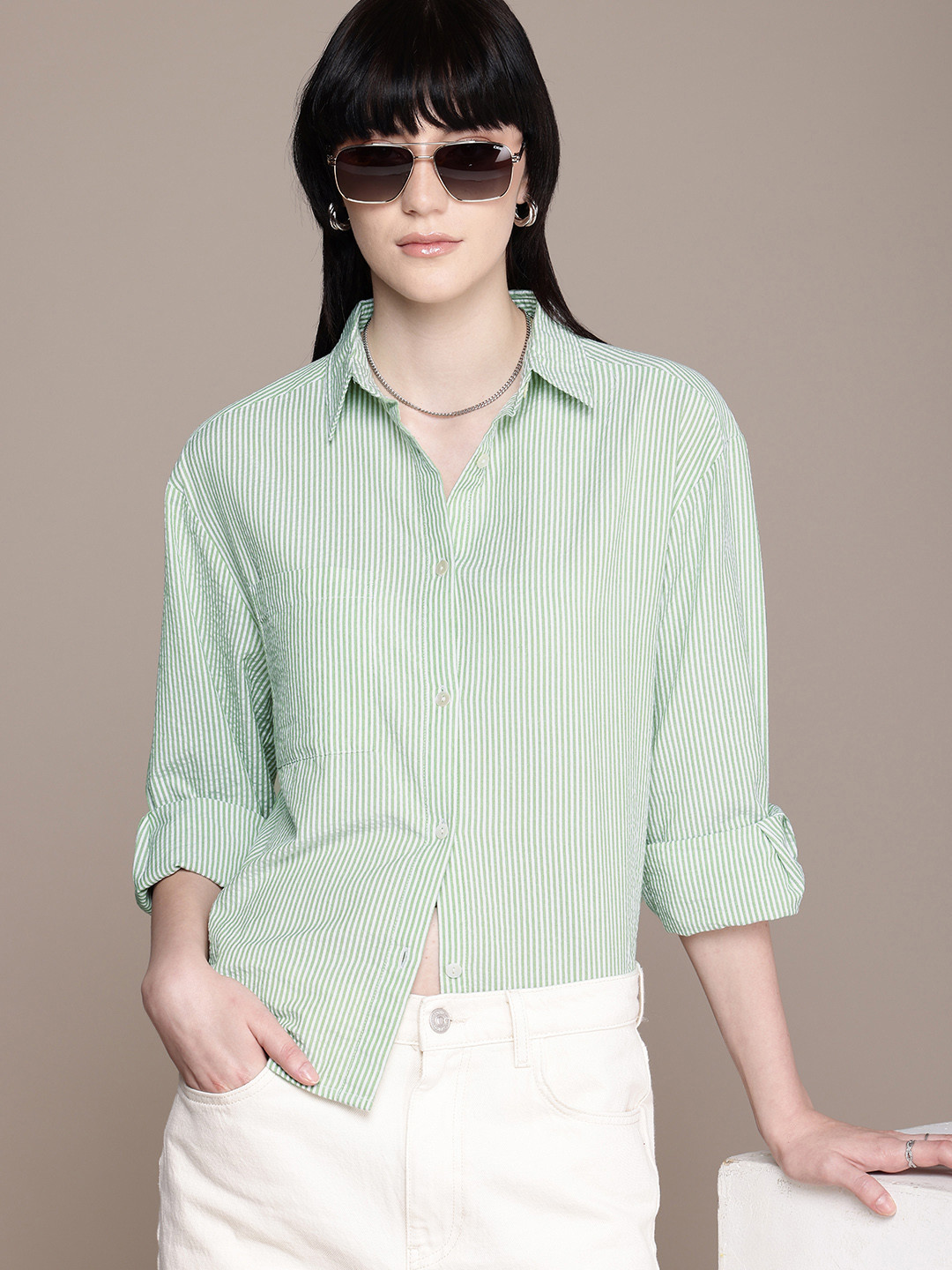 Roadster Striped Oversized Casual Shirt