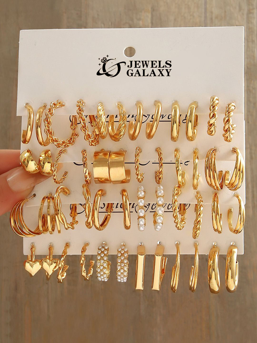 Jewels Galaxy Set of 24 Gold Plated Half Hoop Earrings