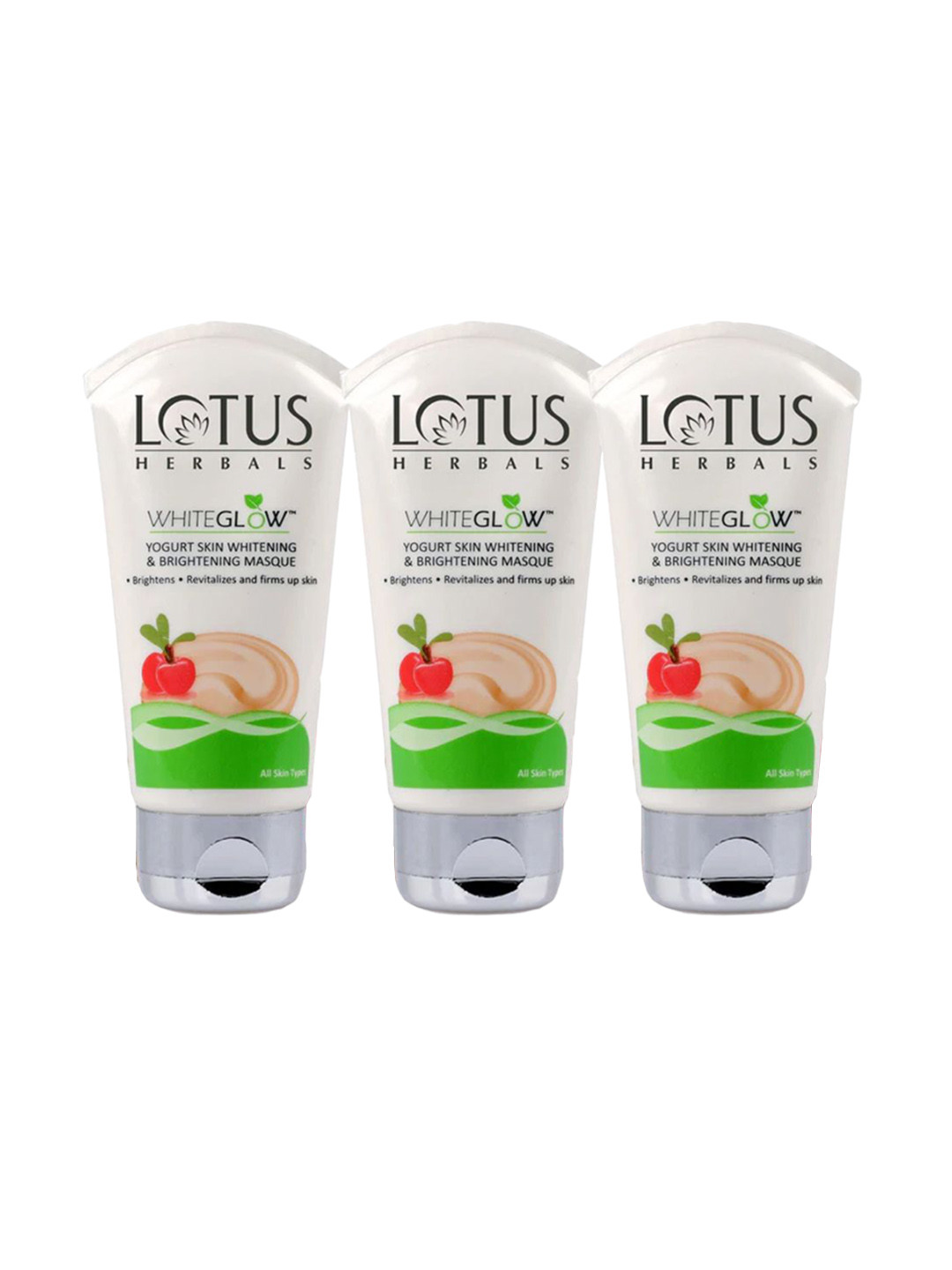 Lotus Herbals Set Of 3 Whiteglo Yogurt Skin Whitening & Brightening Mask - 80g Each