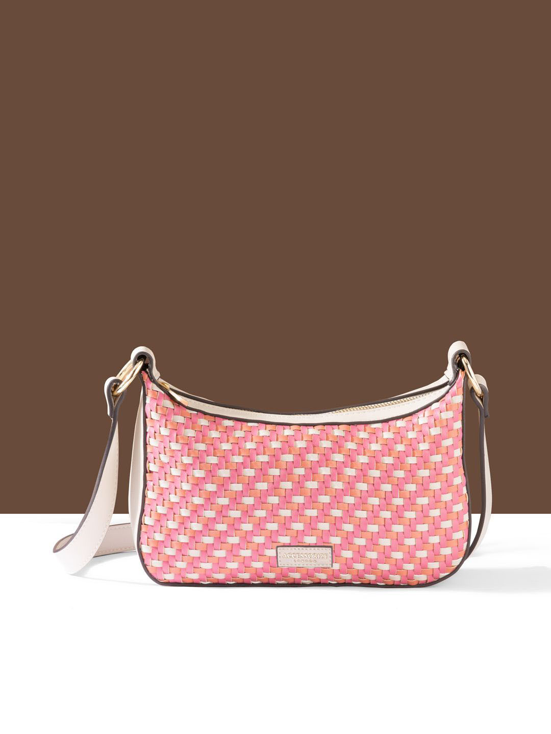 Accessorize Women Weave Zip Top Sling Bag