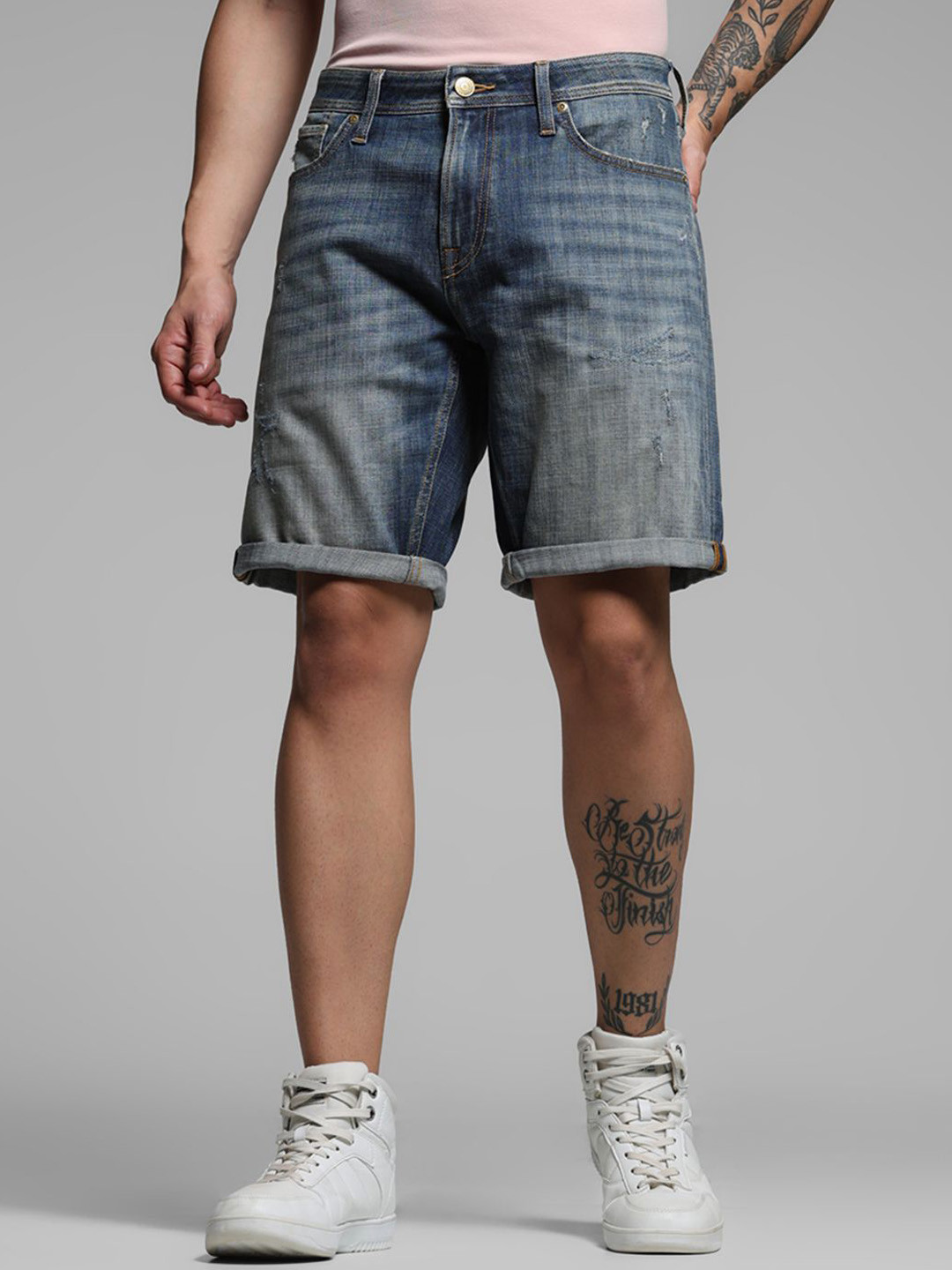 Jack & Jones Men Washed Denim Shorts Technology