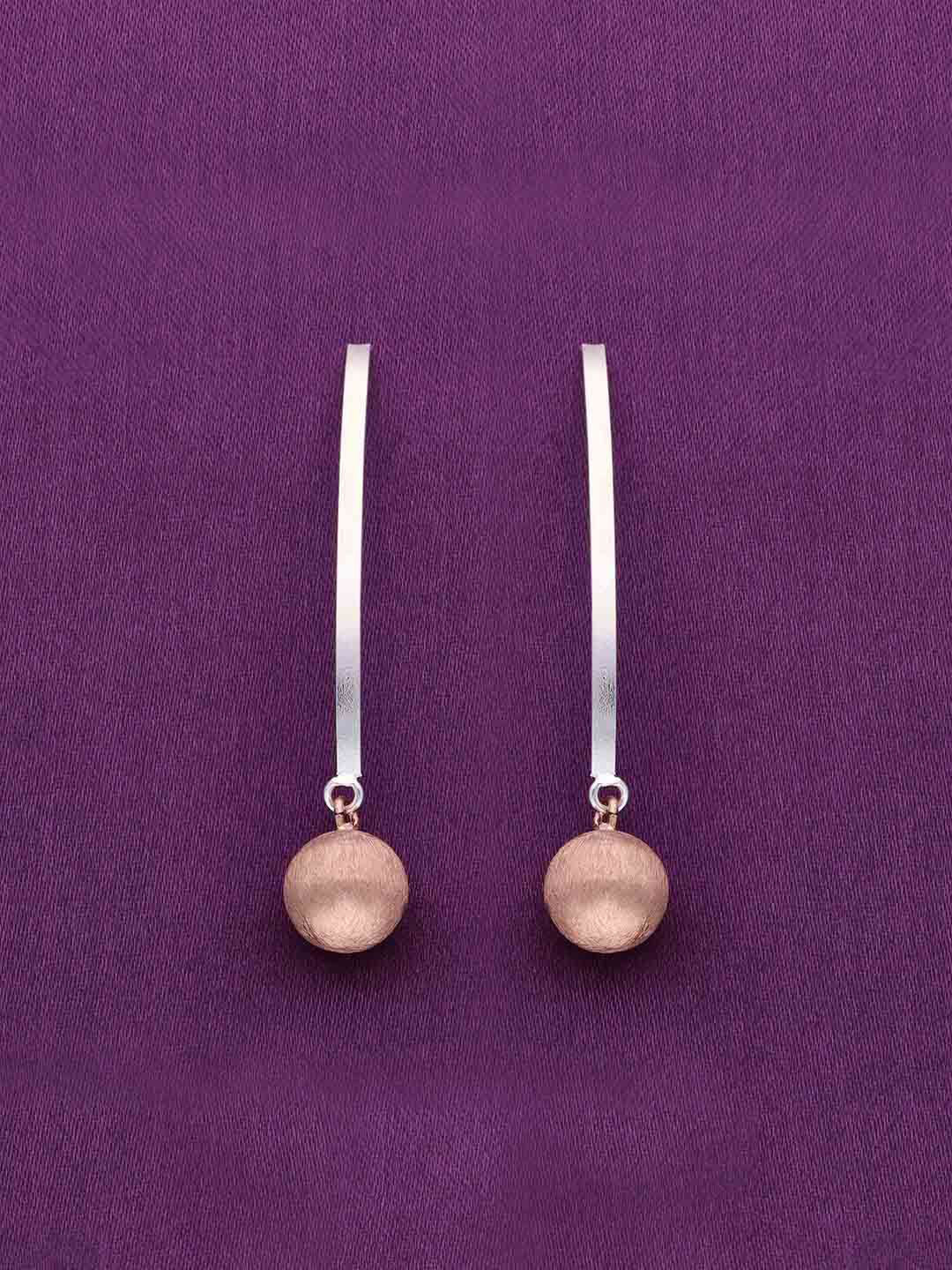 KAI JEWEL Shiny Spheres 92.5 Sterling Silver Rose Gold-Plated Half Hoop Earrings