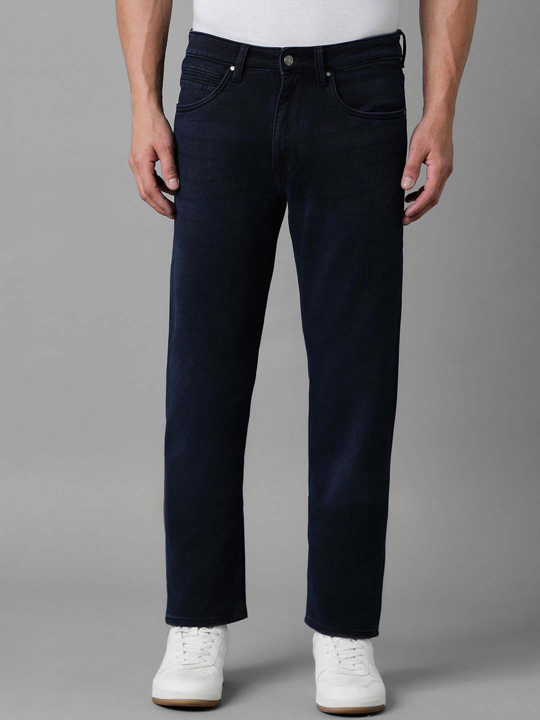 Louis Philippe Jeans Men Mid Rise Regular Fit Clean Look Button and Zip Cropped Jeans